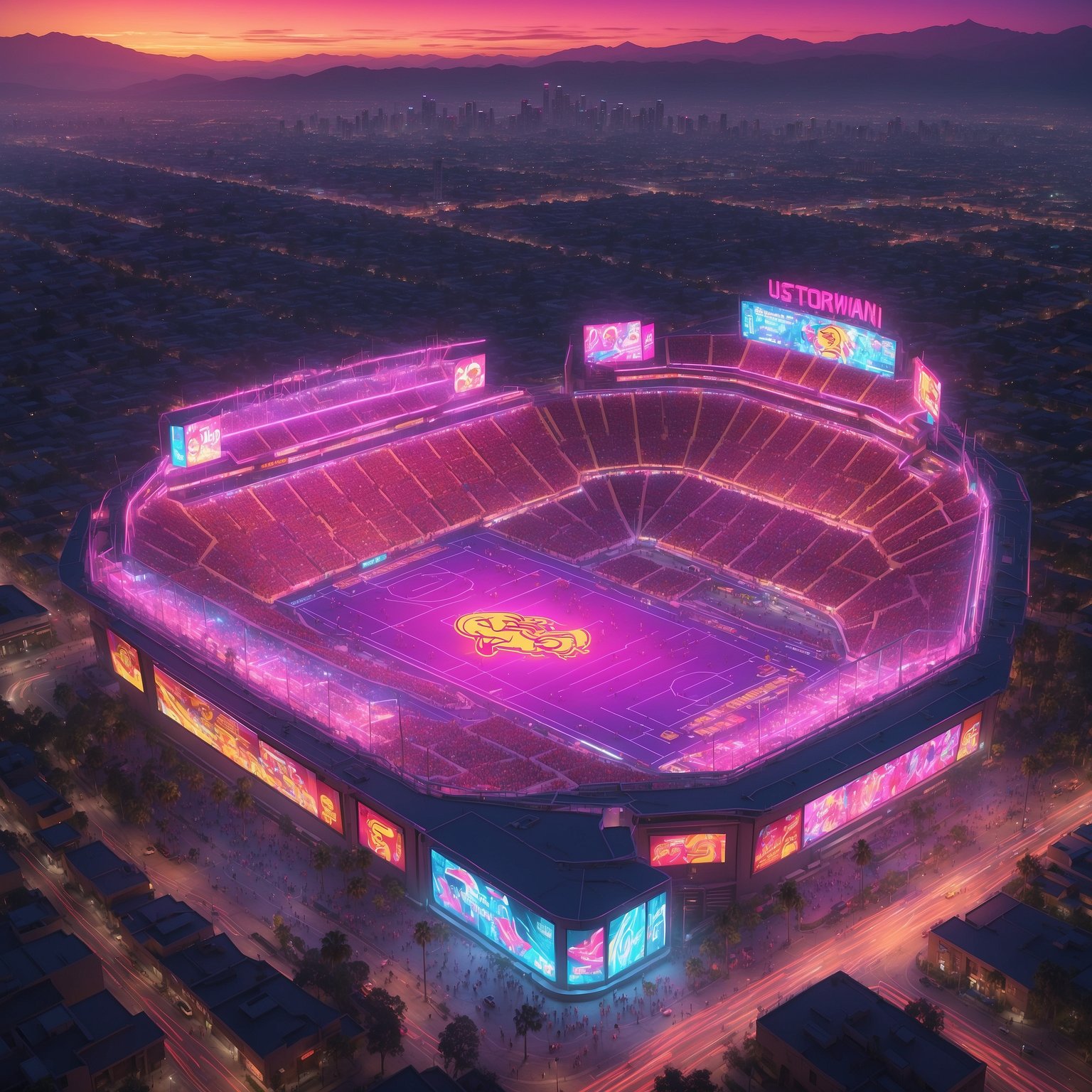 USC-Illinois Tilt Captivates Nation, Proving DVRs Finally Running Out of Storage - painting of USC Trojans football venue