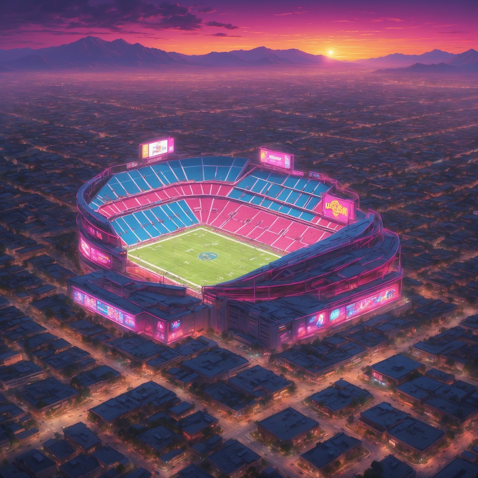 USC Finally Confirms It Accidentally Recruited a Pass-Intercepting Cyborg - painting of USC Trojans football venue