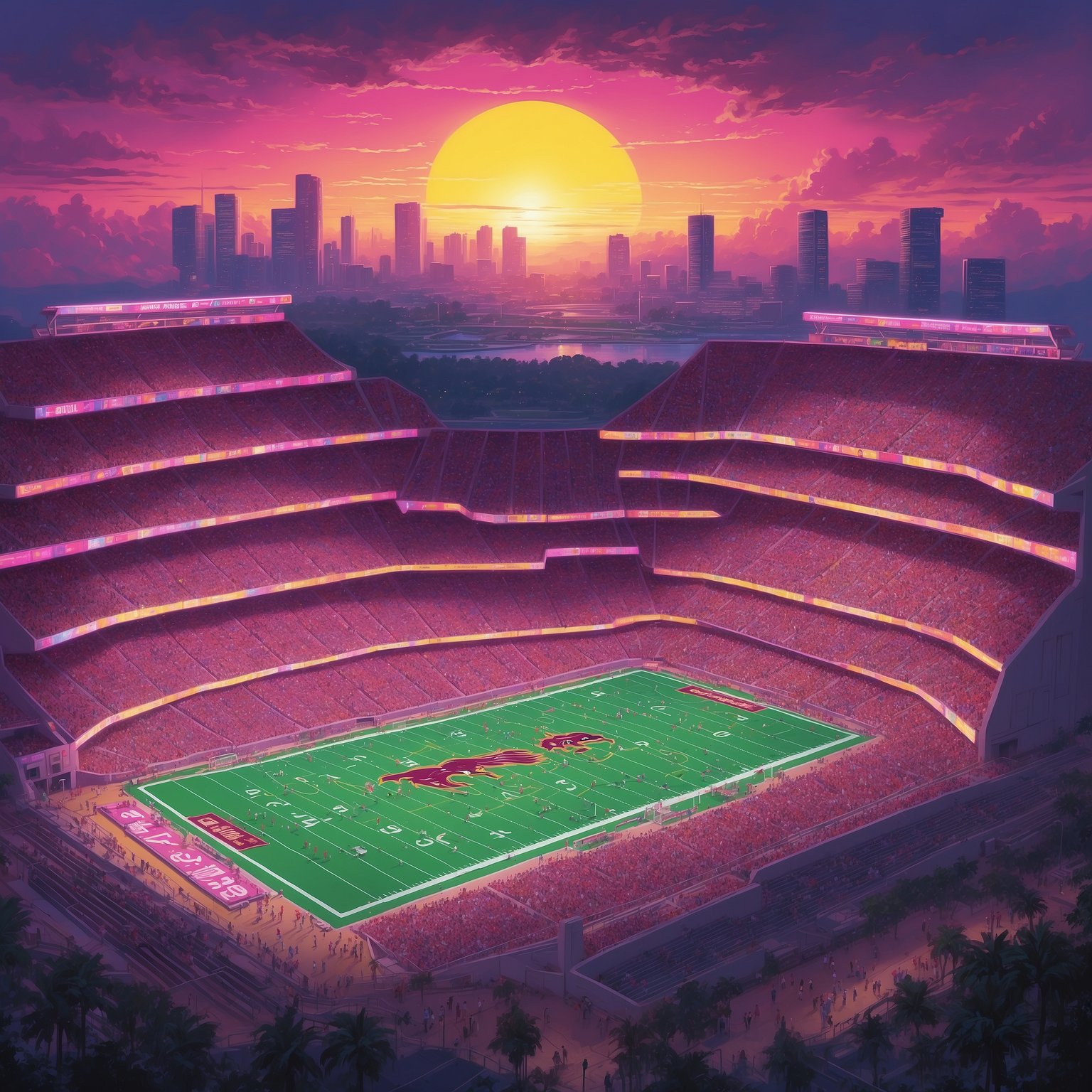 Study Shows Fans More Excited About Channel Surfing Than Actual FSU-Miami Football - painting of Florida State Seminoles College football venue