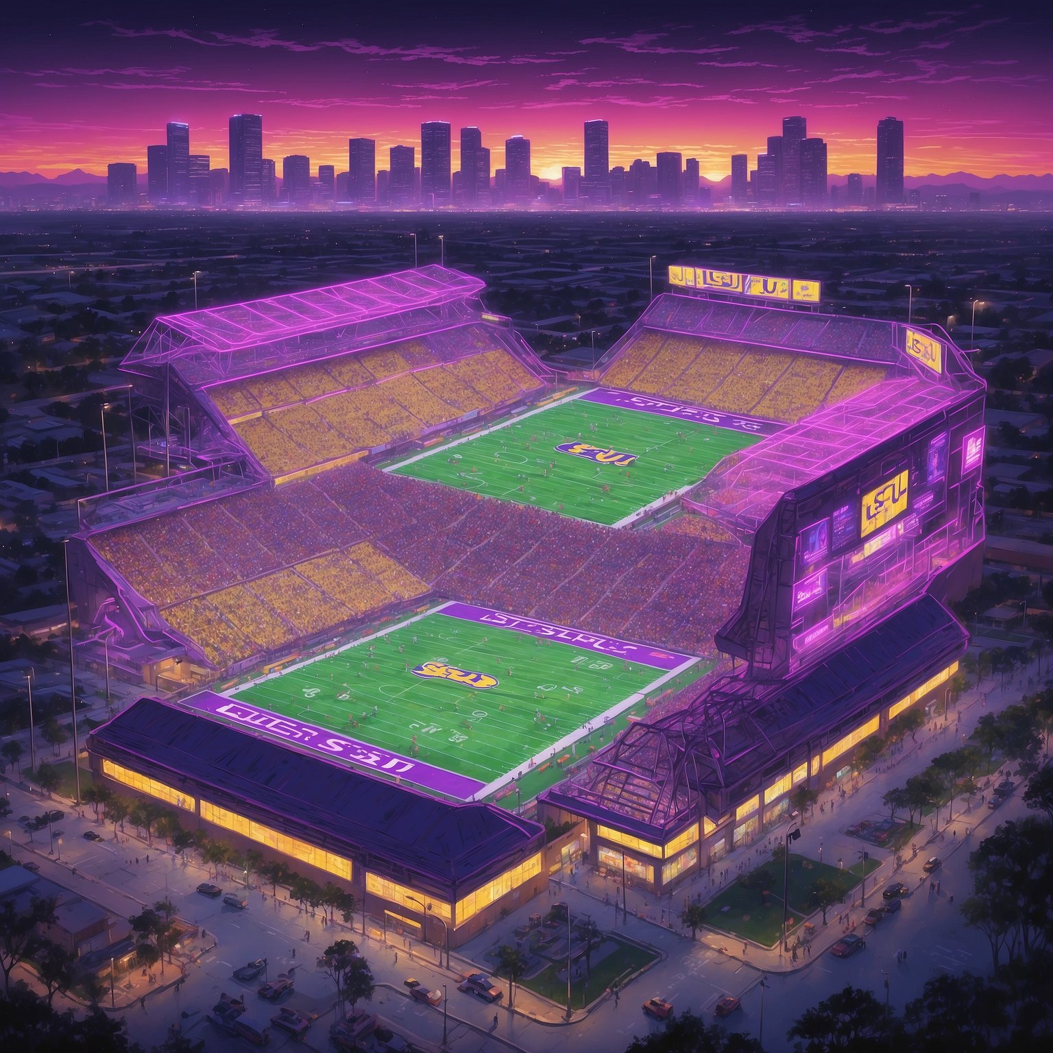 LSU Sports: Historic Volleyball Upset and Football Forecasts - painting of LSU Tigers football venue