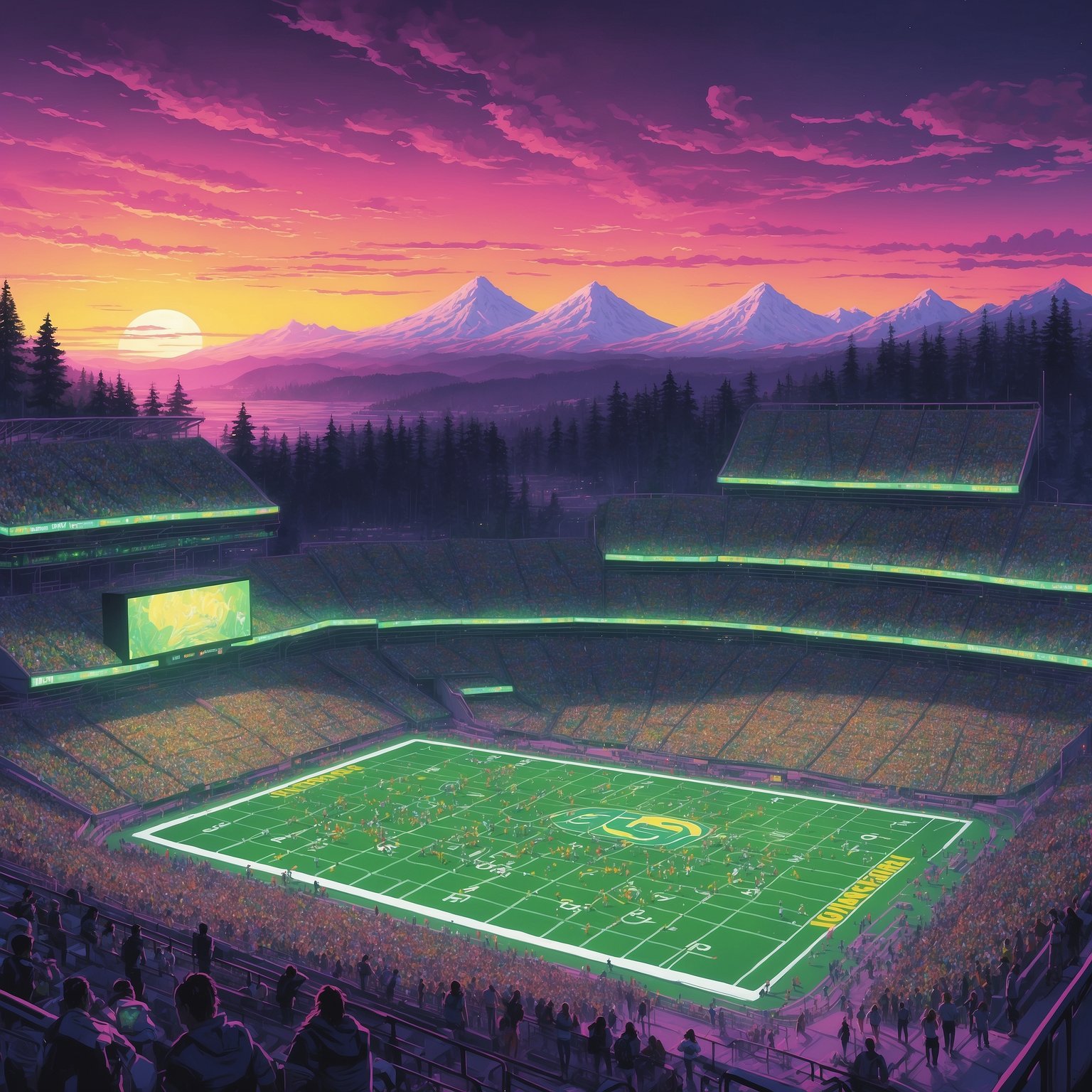 Oregon Ducks: Flip Risks, Heisman Duel & Kickoff Clash - painting of Oregon Ducks football venue