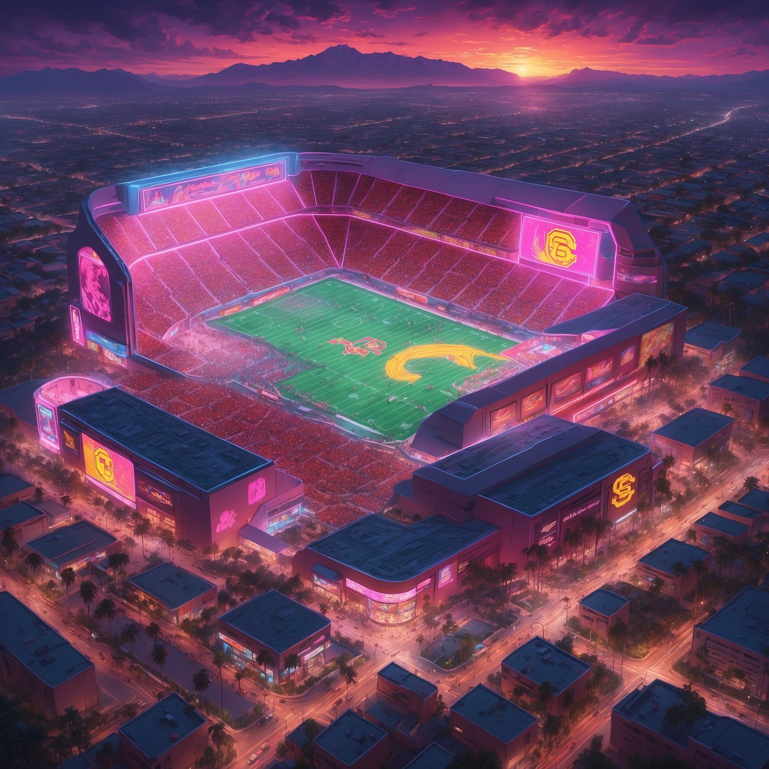 USC Trojans’ Turbulent Season: Defense, Drama & Upsets - painting of USC Trojans football venue