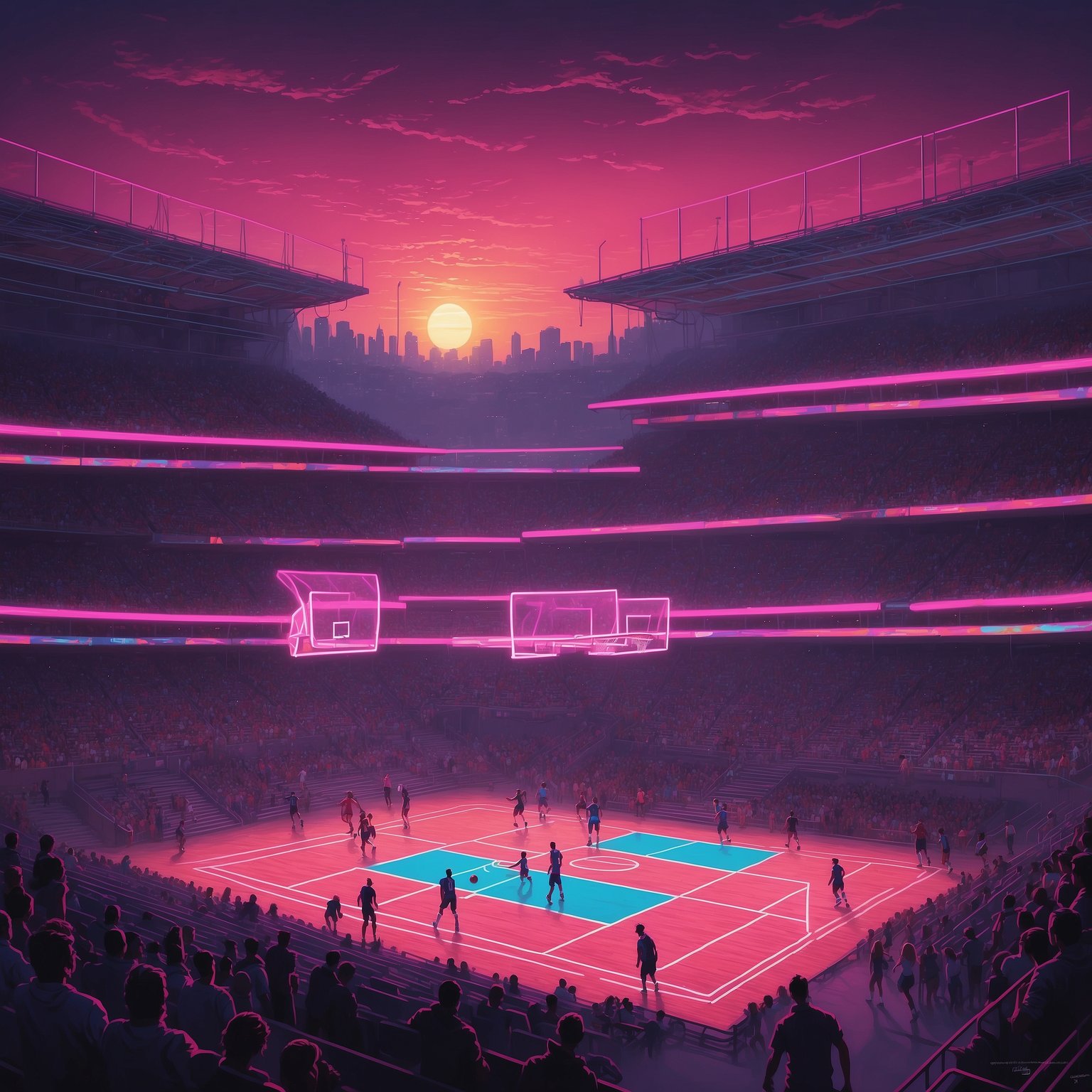 Husker Highlights: Volleyball Upset, Freshmen & Returns - painting of Nebraska Cornhuskers volleyball, football venue