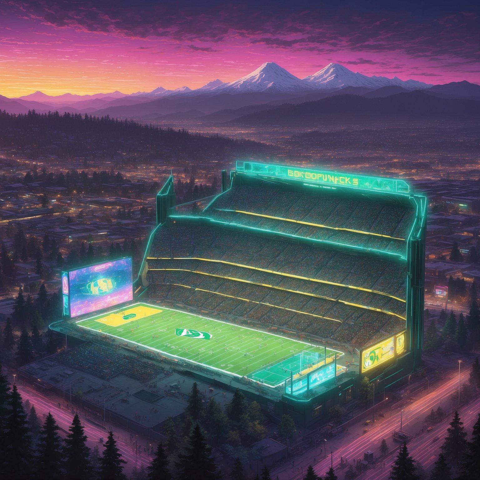 Oregon Ducks’ Rise: College Stars, NFL Trades & No.1 Bid - painting of Oregon Ducks football venue