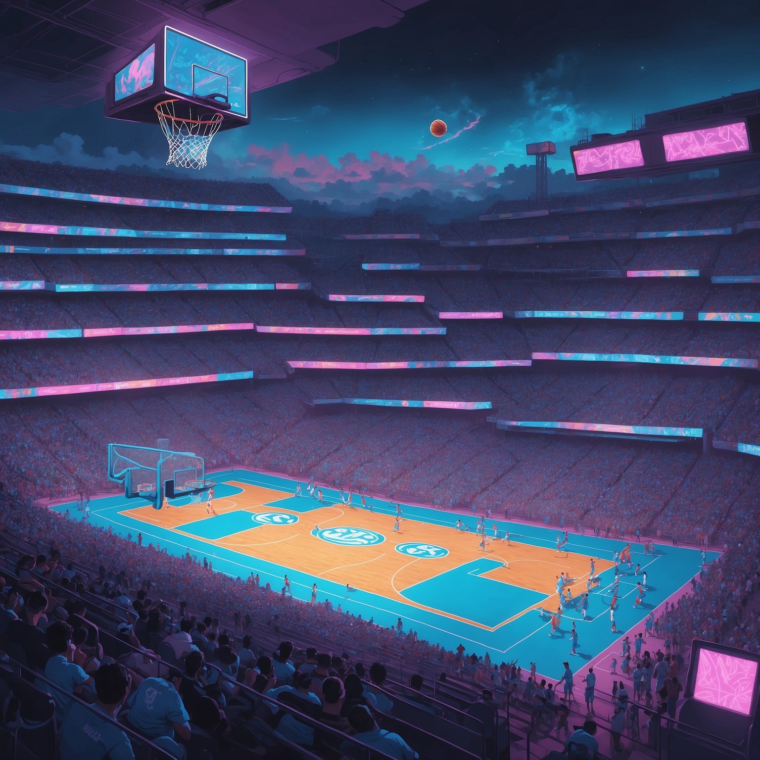 UNC Turmoil: From Belichick to Basketball Breakouts - painting of North Carolina Tar Heels basketball, football venue