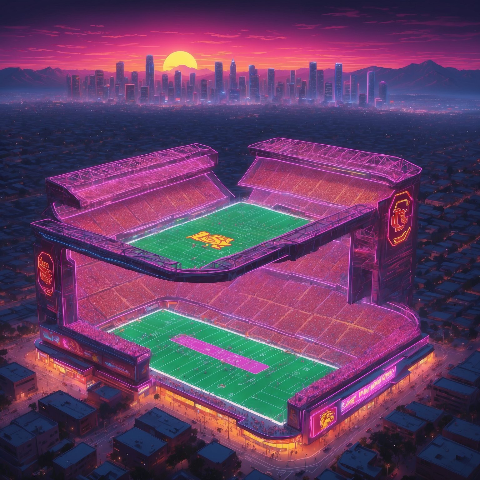 JuJu Watkins to Lead Trojans’ Tunnel Charge vs. Michigan - painting of USC Trojans football venue