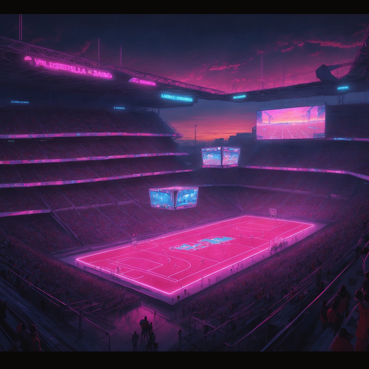Husker Volleyball Comeback & Football Preview - painting of Nebraska Cornhuskers football, volleyball venue