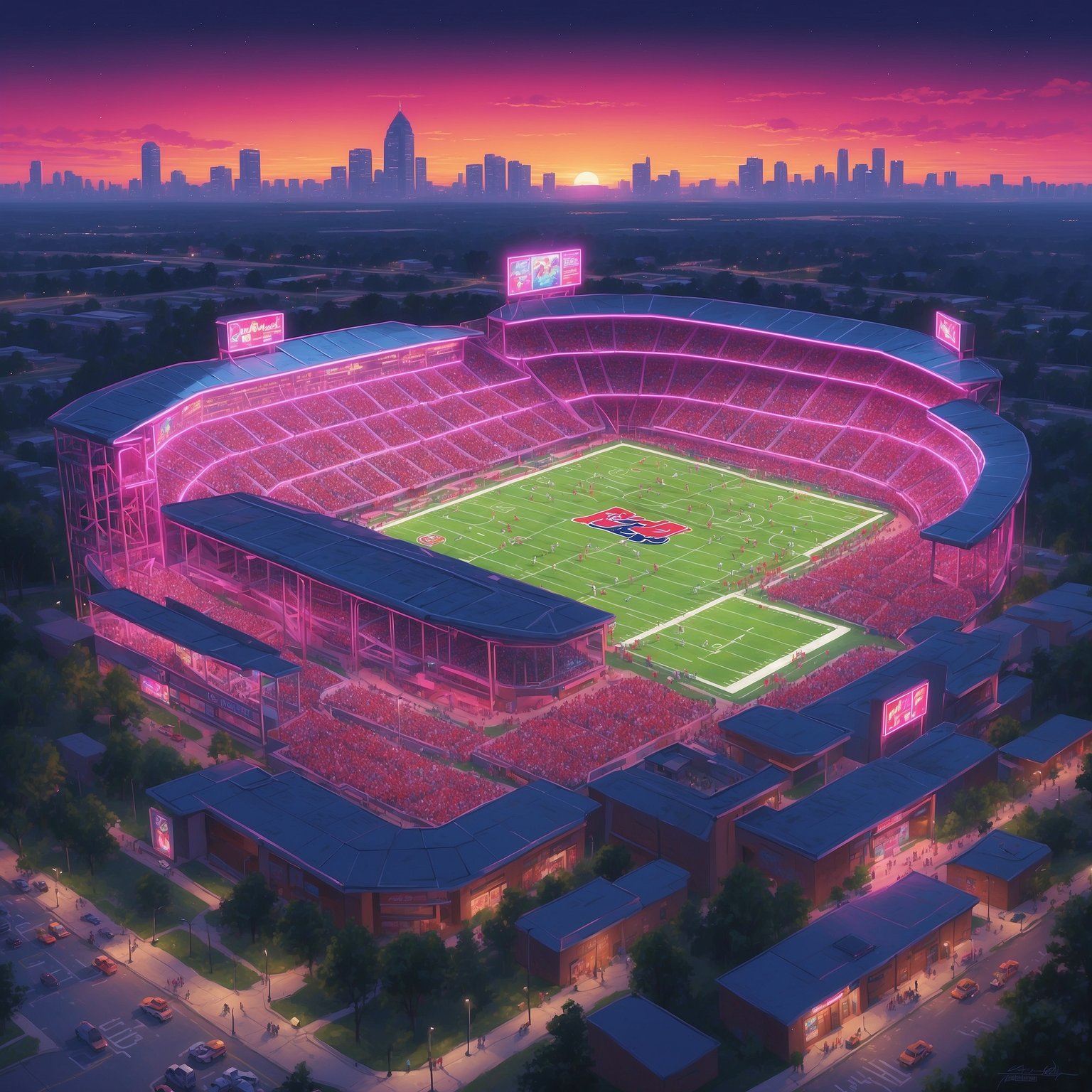 Ole Miss Football: Recruiting Frenzy Meets WSU Blowout - painting of Ole Miss Rebels football venue