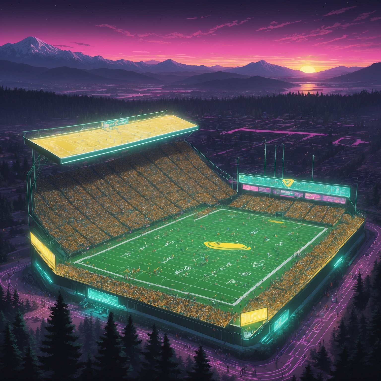 Unbeaten Ducks vs. Hoosiers: Live Scores & Stadium Showdown - painting of Oregon Ducks football venue