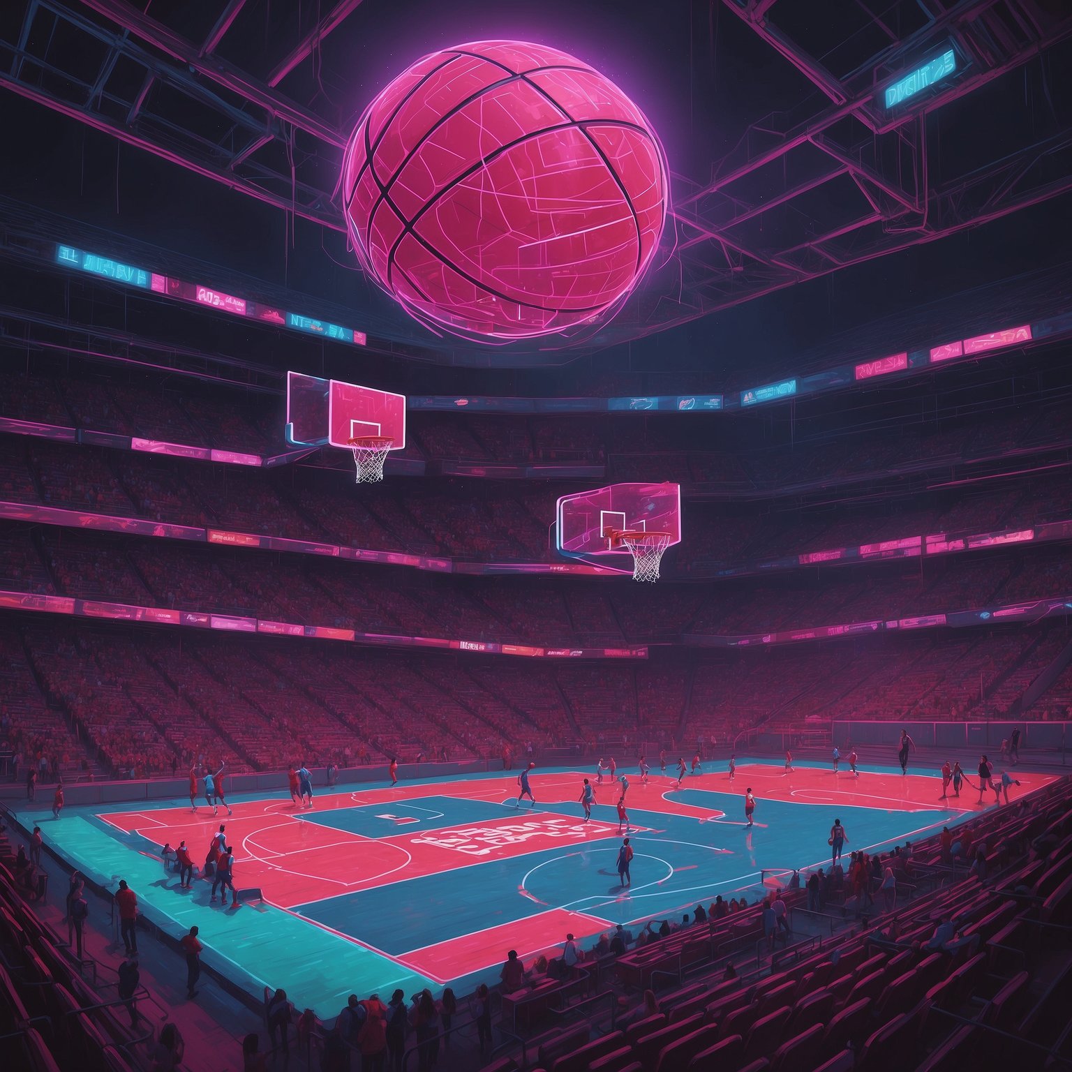 Huskers Hype: Mast Returns and Cornhuskers' Road Test - painting of Nebraska Cornhuskers basketball,football venue