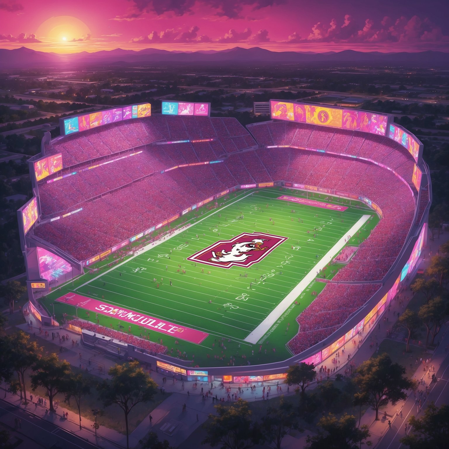 FSU Falls Out of Top 25, Eyes Bounce-Back at Stanford - painting of Florida State Seminoles football venue