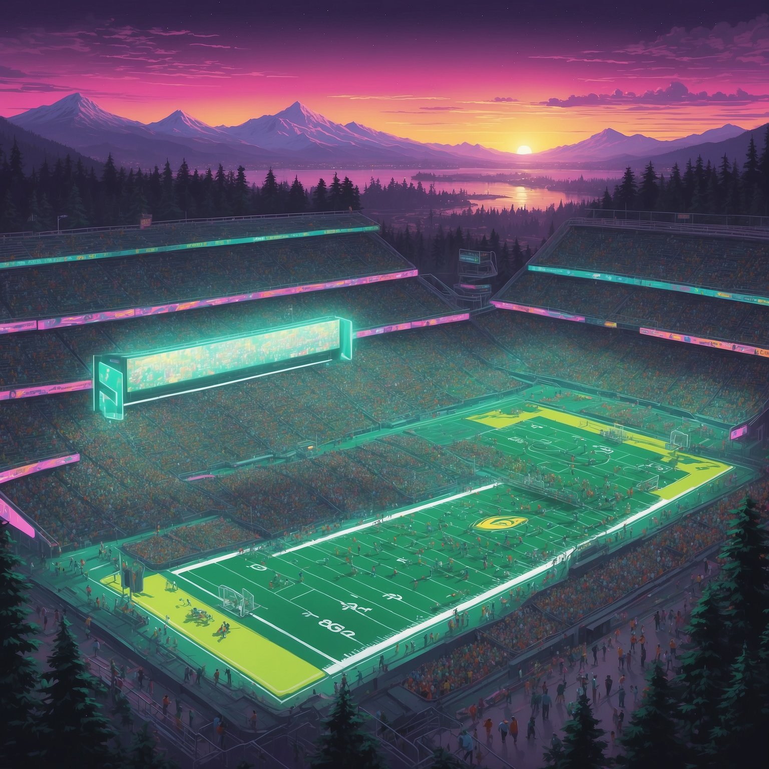 Ducks’ Downfall: Upsets, Stats and Heisman Havoc - painting of Oregon Ducks football venue