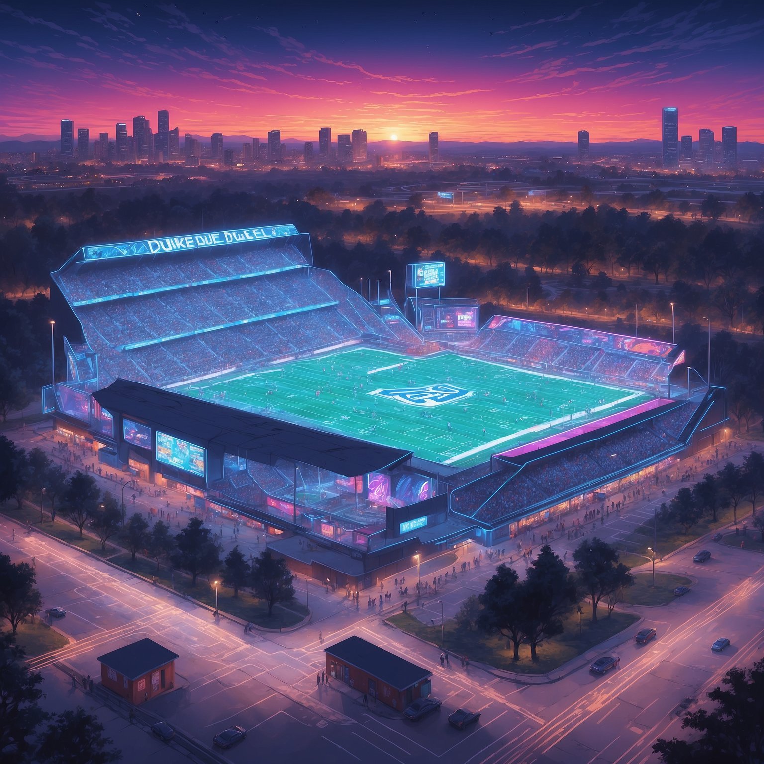 Duke Football’s Breakout Season and Key Players - painting of Duke Blue Devils football venue