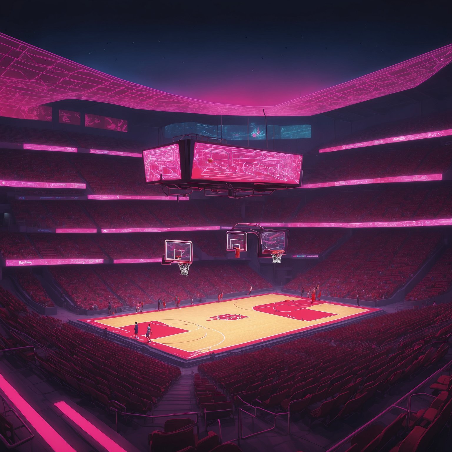 Razorbacks Flaunt Roster Depth in Spirited Scrimmage - painting of Arkansas Razorbacks basketball venue