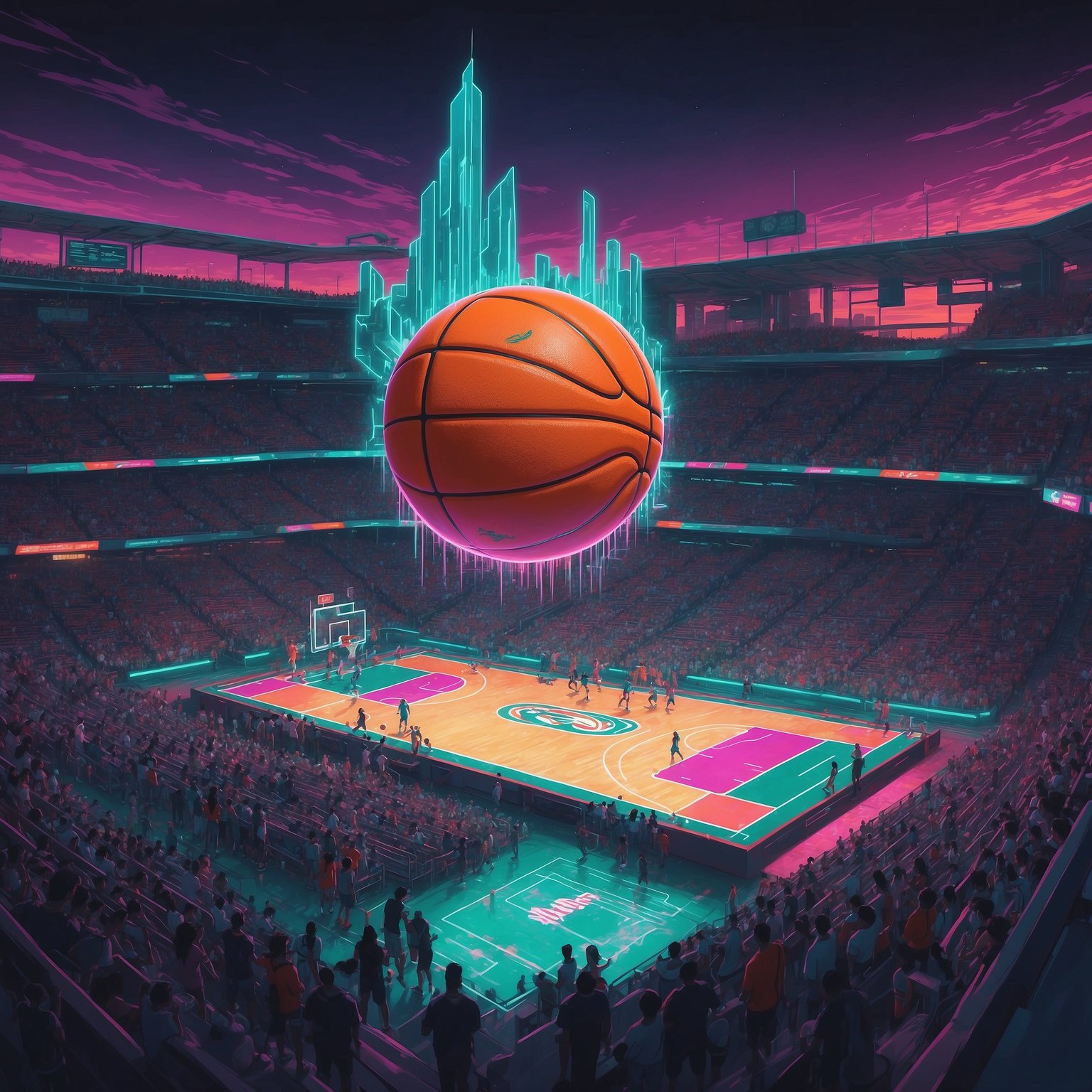 Miami's Recruiting Blitz and Guard's ACC Debut - painting of Miami Hurricanes basketball, football venue