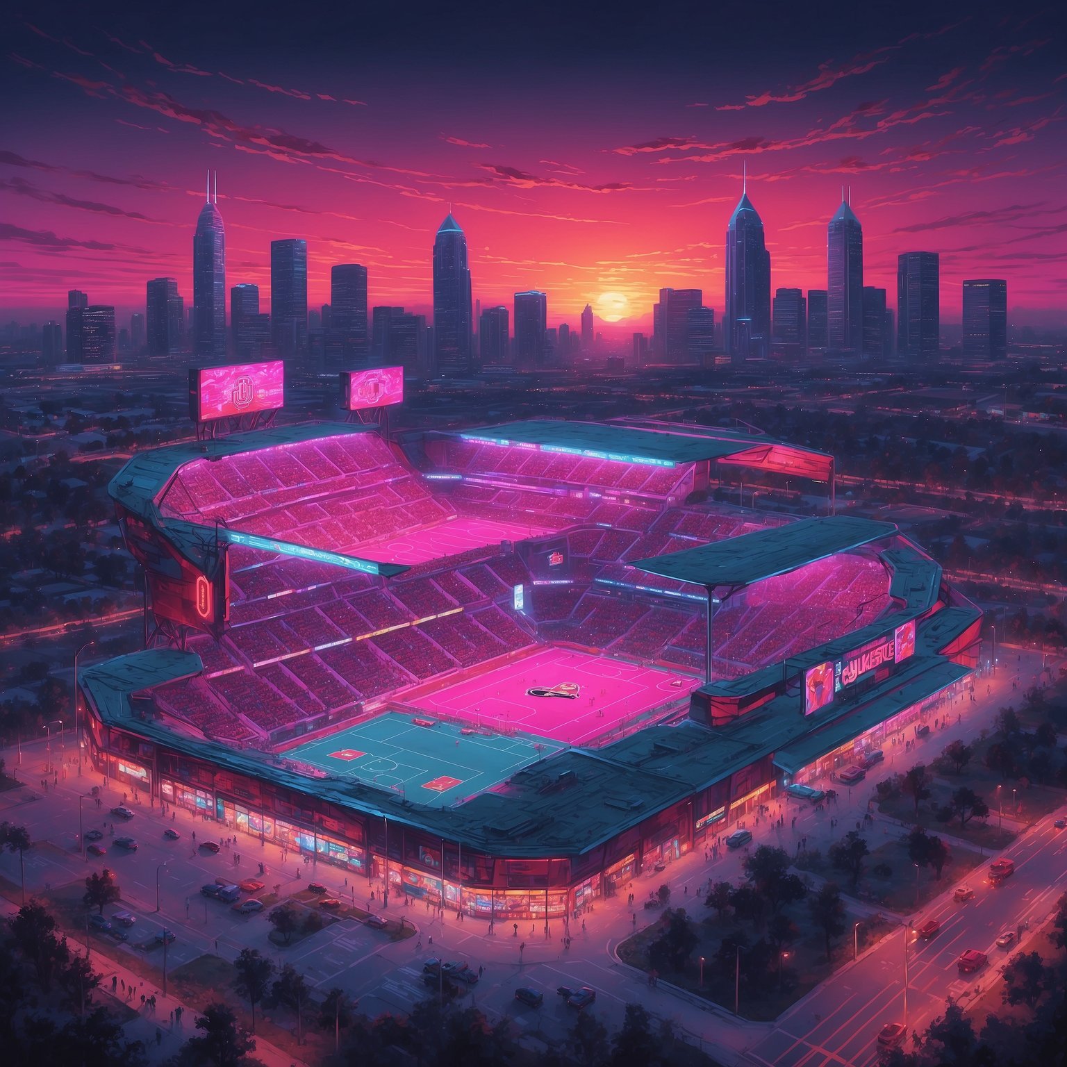 Buckeye QB Heroics vs. Diminished Lion Showdown - painting of Ohio State Buckeyes football venue