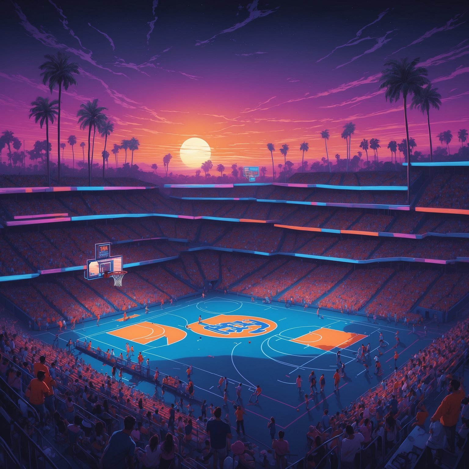 Gators Gear Up: No. 3 Poll Spot and SEC Accolades - painting of Florida Gators basketball venue