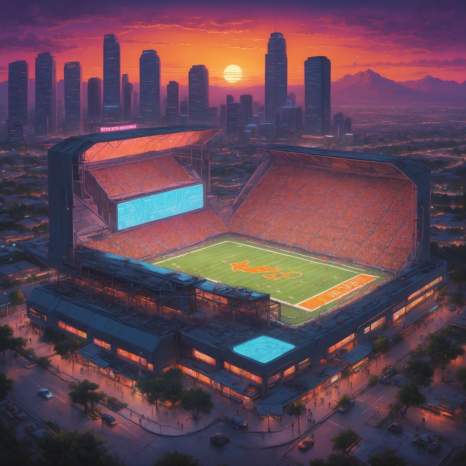 Longhorns’ Big Day: Arch Manning Praised and SEC Surge - painting of Texas Longhorns football venue
