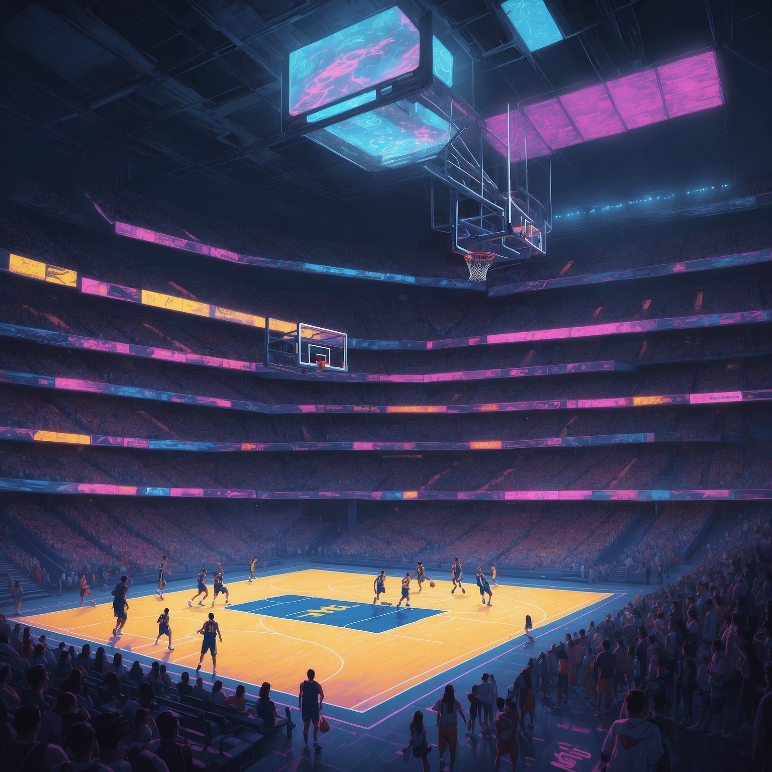 Joseph Hartman Curiously Chooses Michigan, Turns Wolverines Into Instant Title Contenders—Theoretically - painting of Michigan Wolverines Basketball venue