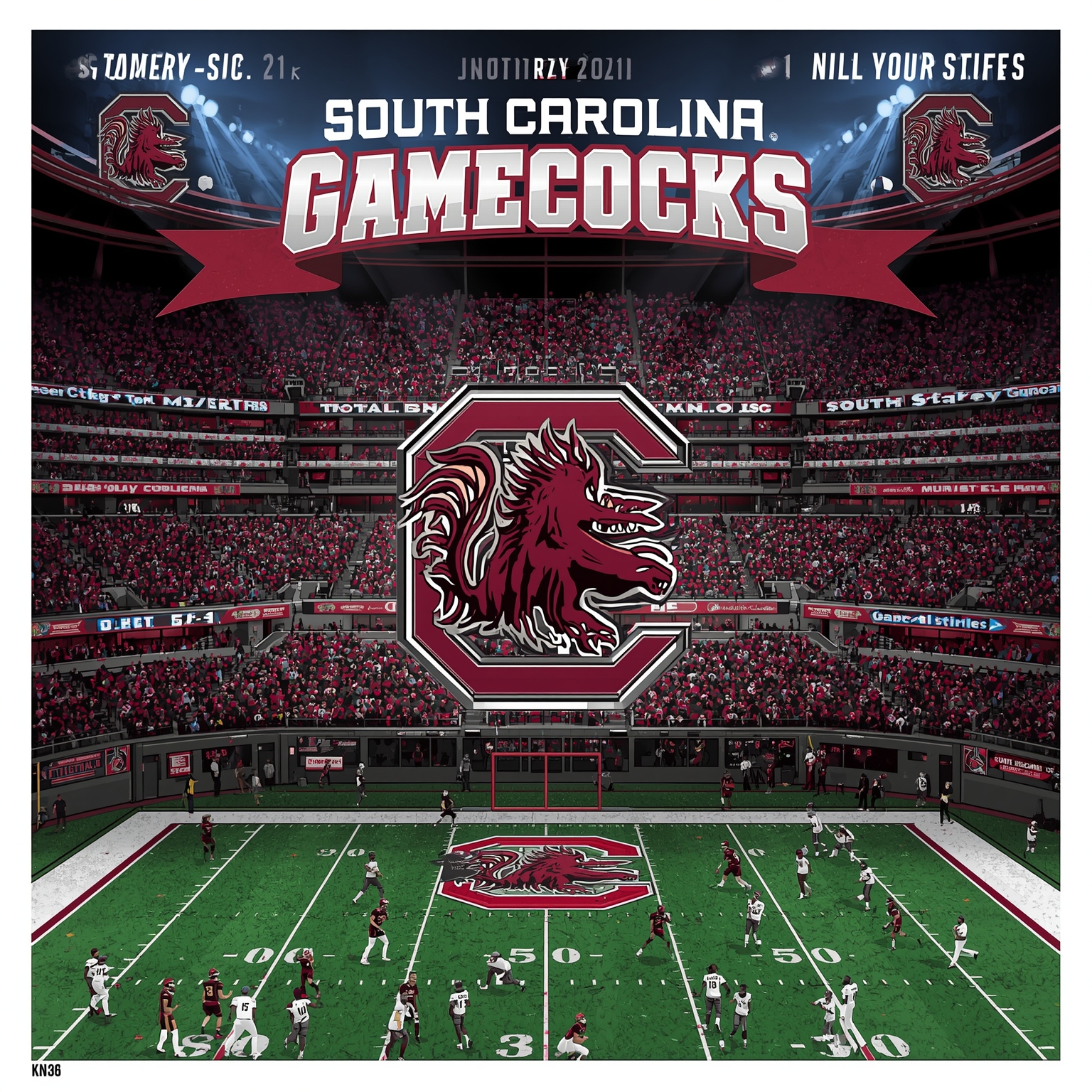 Gamecocks’ Underdog Clash and Staley’s NBA Bid - painting of South Carolina Gamecocks football,basketball venue