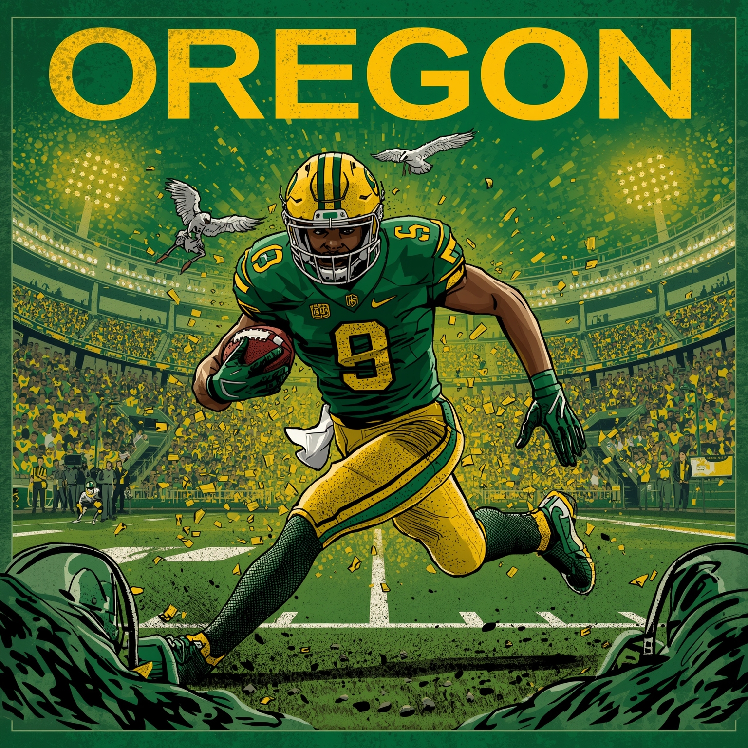 Ducks’ Quarterback Ranking Disaster: Dante Moore’s Slide - painting of Oregon Ducks football venue