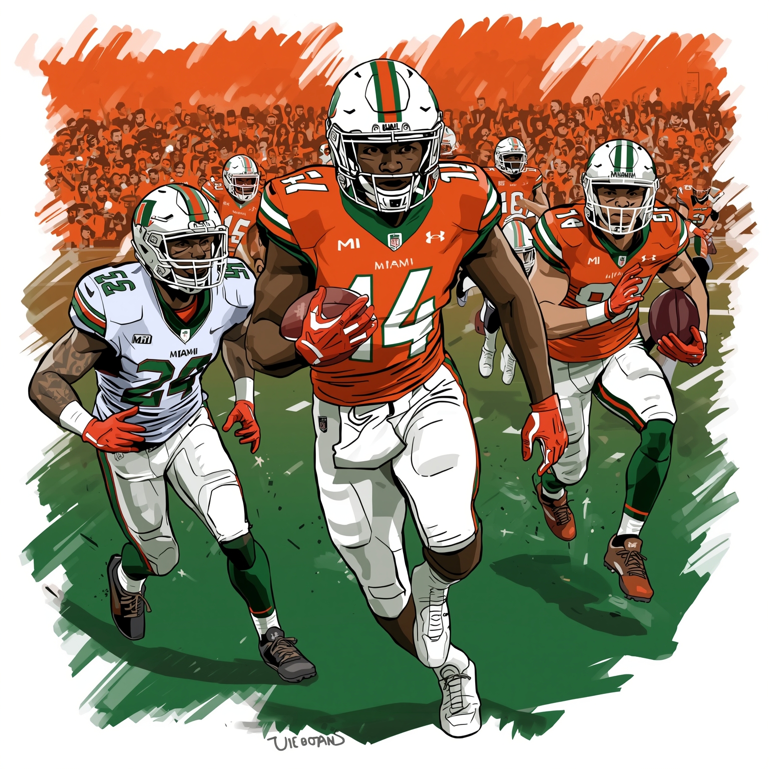 Miami’s Commit Drama and Injury Lineup - painting of Miami Hurricanes football venue