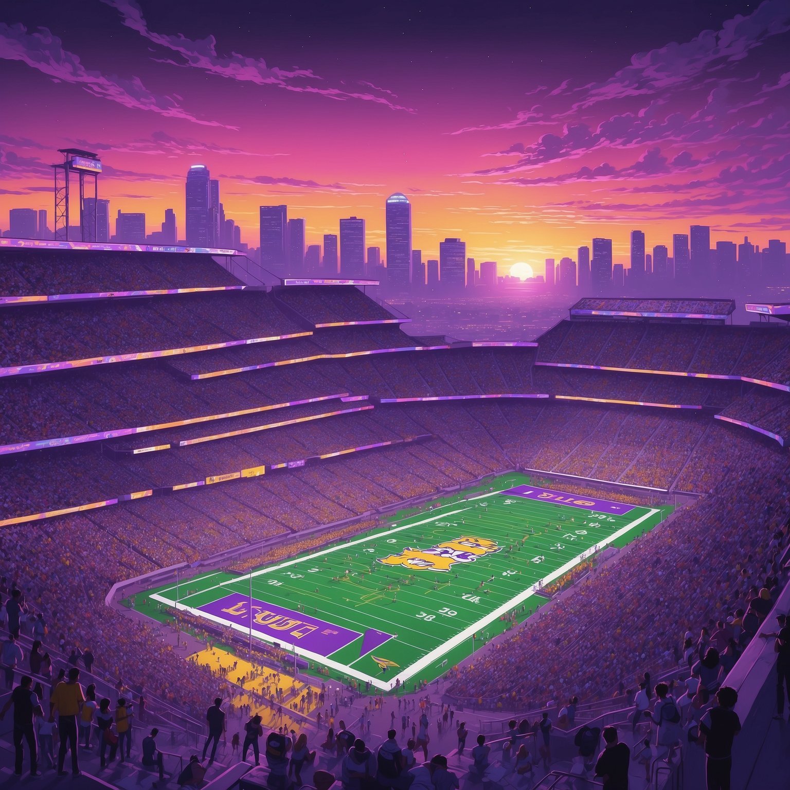 LSU Coaches Reportedly Hiring Psychics After Top Louisiana Blocker Teases SEC Rival Over Gridiron Romance - painting of LSU Tigers football venue