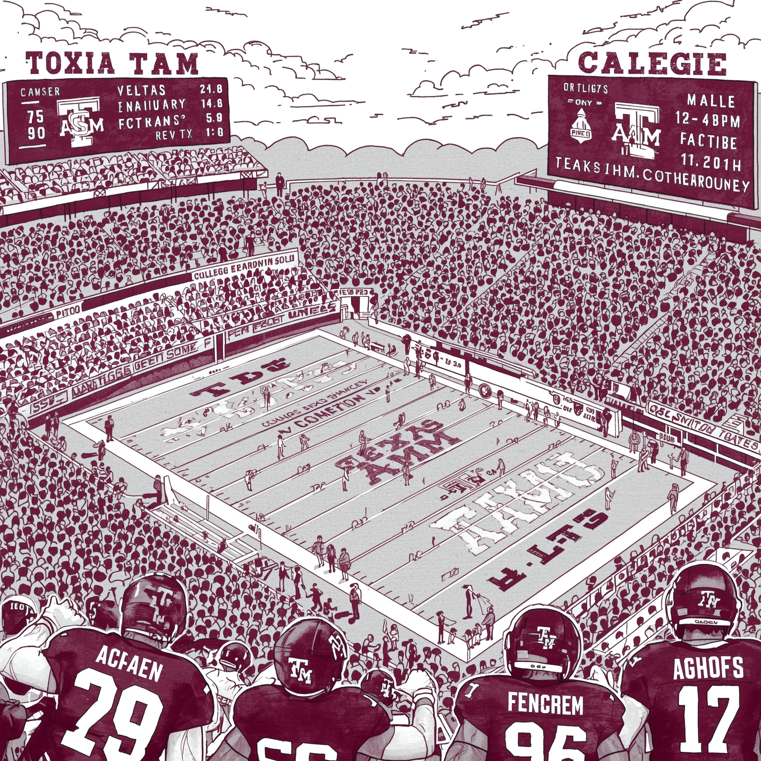 Aggies’ X-Factors & Defensive Grades Revealed - painting of Texas A&M Aggies football venue