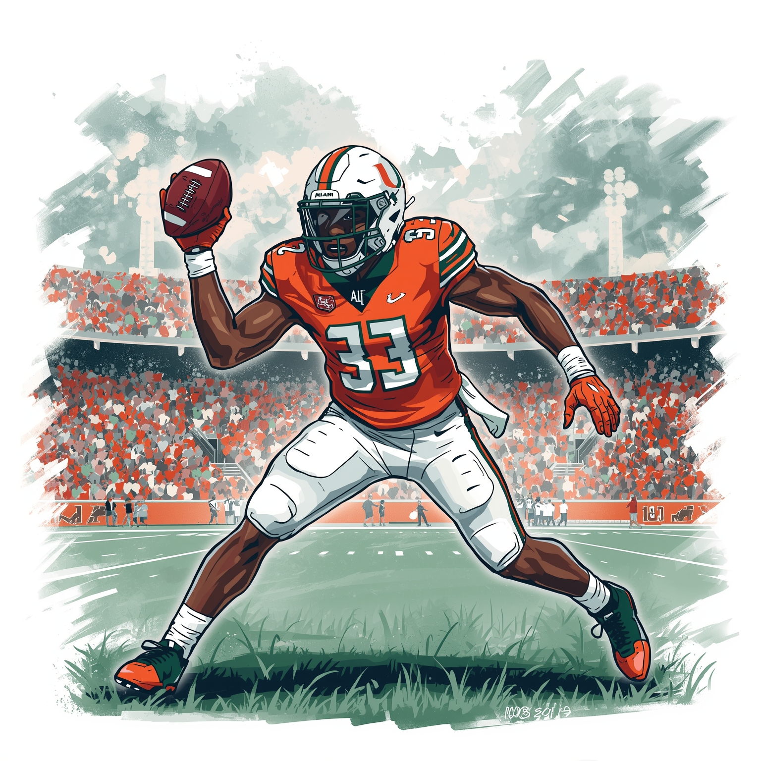 Miami Receiver’s Comeback Gears Up vs. Louisville - painting of Miami Hurricanes football venue