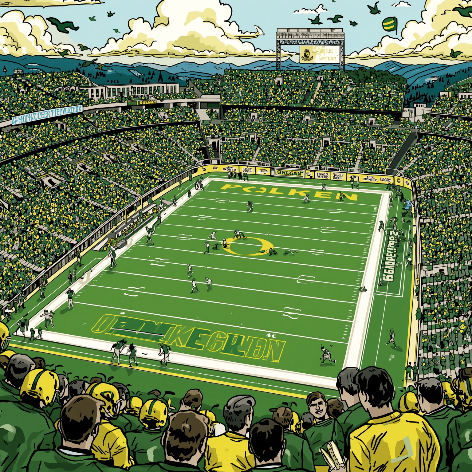 Oregon Ducks: Rivalry Buzz and Rutgers Game Plan - painting of Oregon Ducks football venue