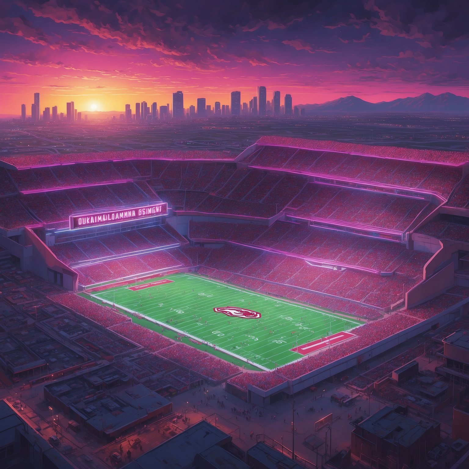 Oklahoma QB Debuts Alter Ego, Teammates Swear It’s a Completely Different Player - painting of Oklahoma Sooners football venue