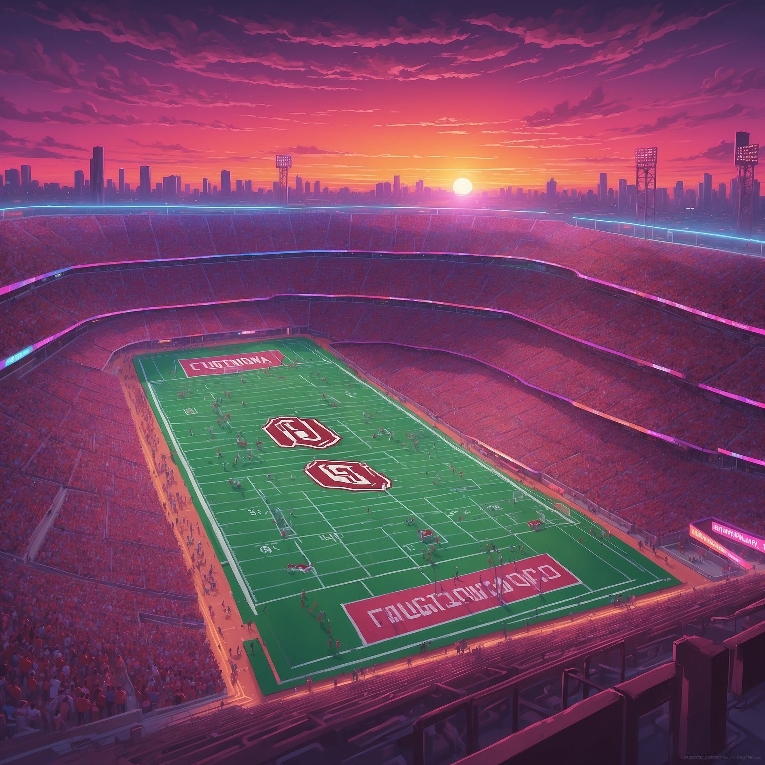 Sooner Secondary Vows to Actually Cover Everything Under the Sun Now That Gentry Williams Is Back - painting of Oklahoma Sooners football venue