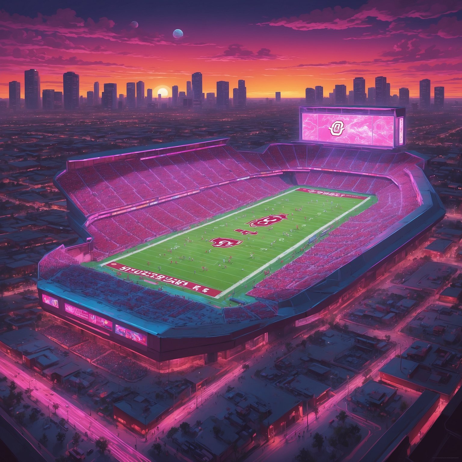 RB Jaydn Ott Spends Bye Week ‘Dialed In’—Coaches Confirm He’s Still Using Cell Service - painting of Oklahoma Sooners football venue