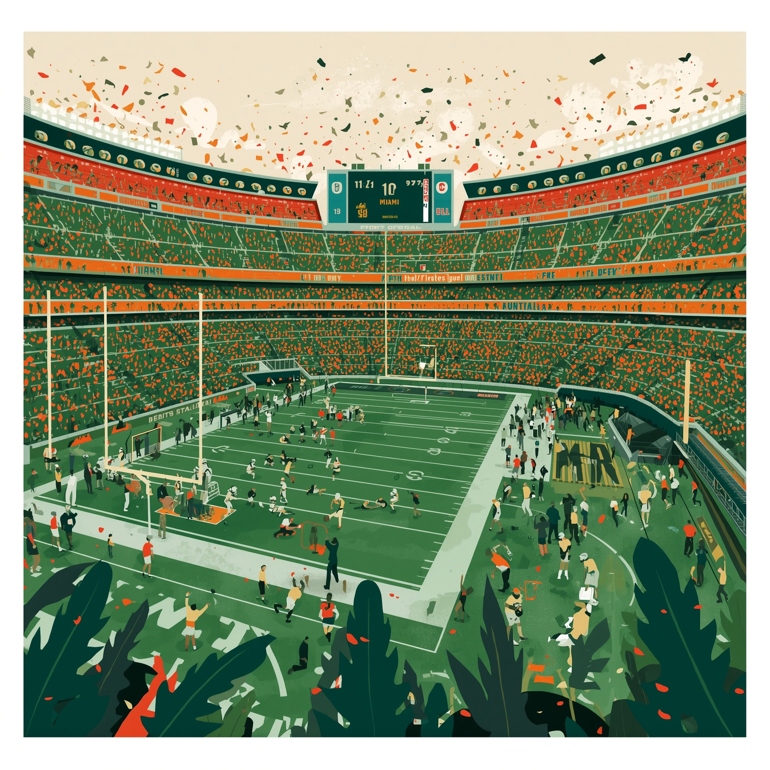 Miami’s Gridiron Drama: Cristobal’s Crackdown & Gore’s Glory - painting of Miami Hurricanes football venue