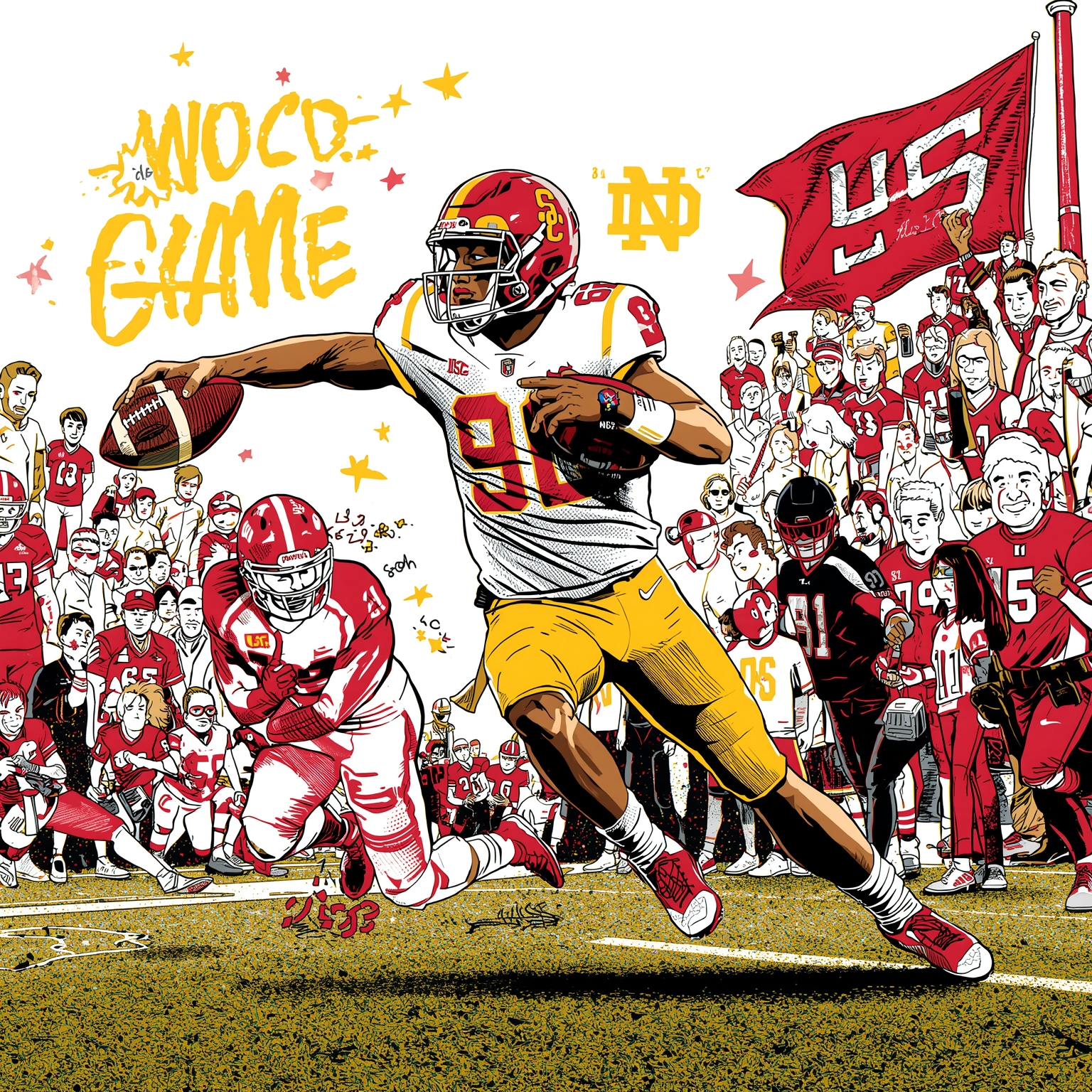 Leinart Unveils USC’s Wild CFP Road vs. Notre Dame - painting of USC Trojans football venue
