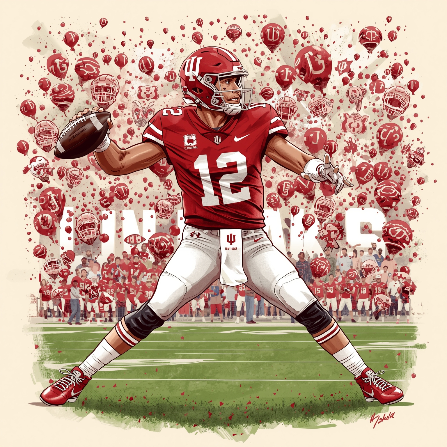 Hoosiers’ No. 2 Rise and Heisman-QB Fever - painting of Indiana Hoosiers football venue