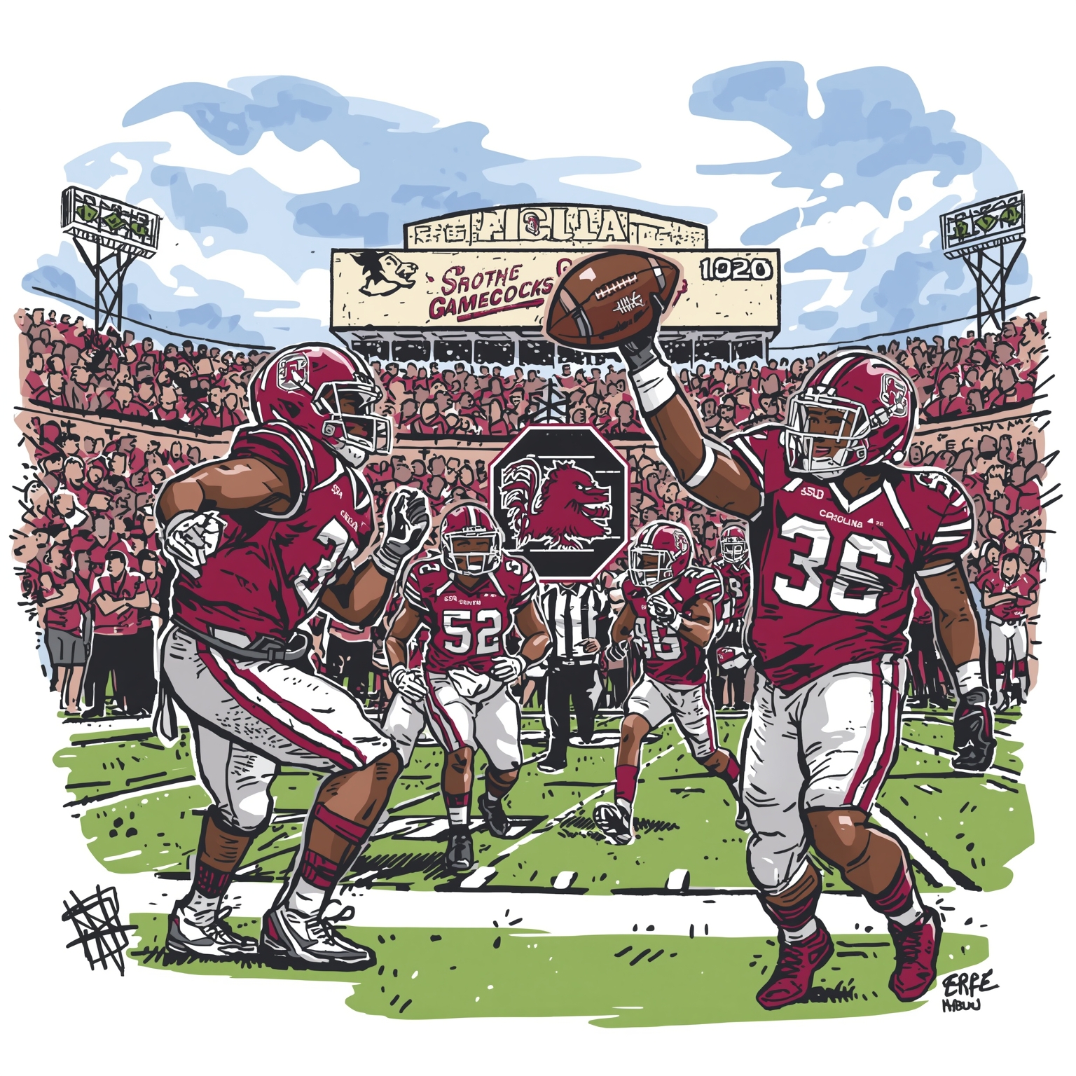 Gamecocks' Offense Implodes: 26-7 Loss and CFP Bust - painting of South Carolina Gamecocks football venue