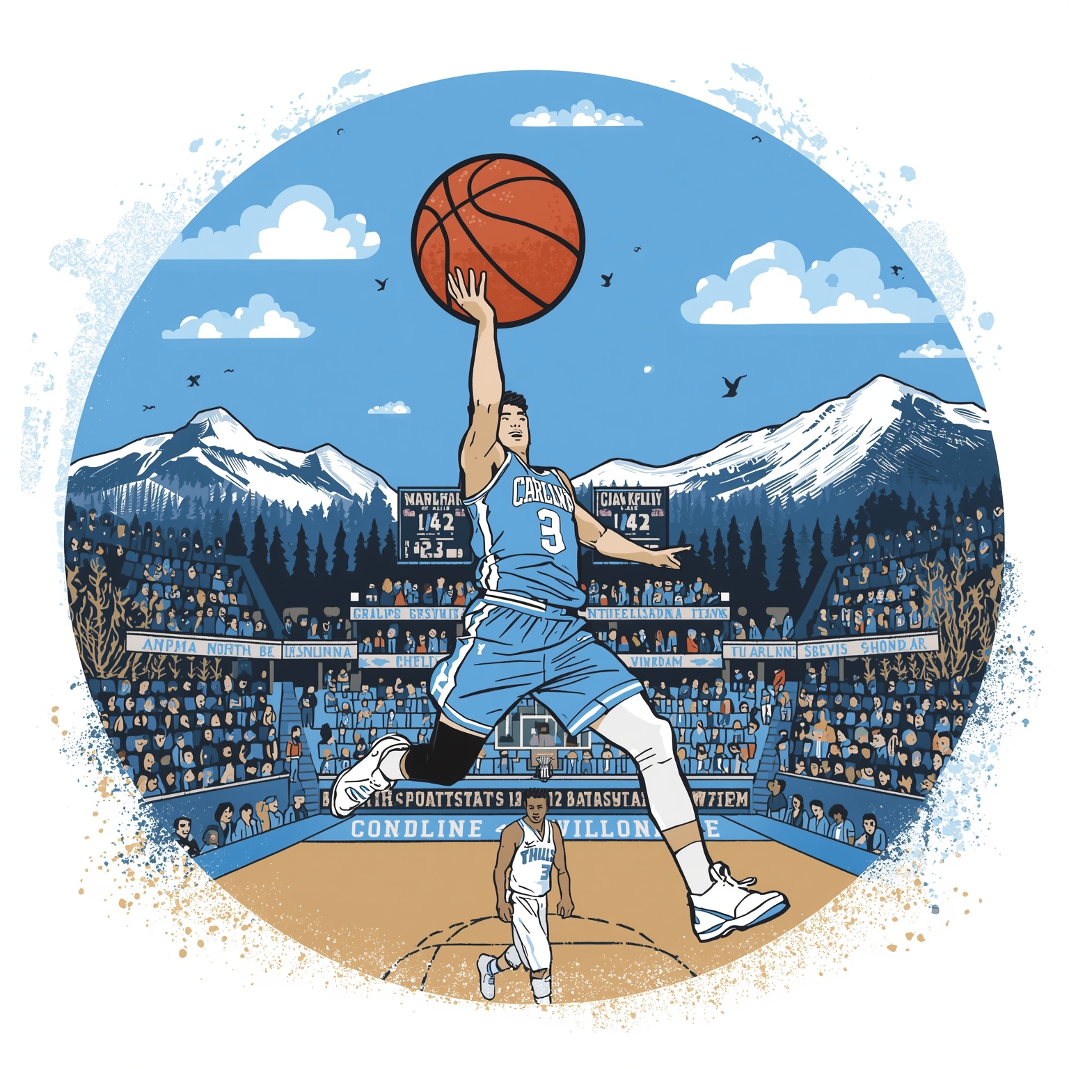 Tar Heels vs. Buccaneers: UNC’s December Showdown - painting of North Carolina Tar Heels basketball venue