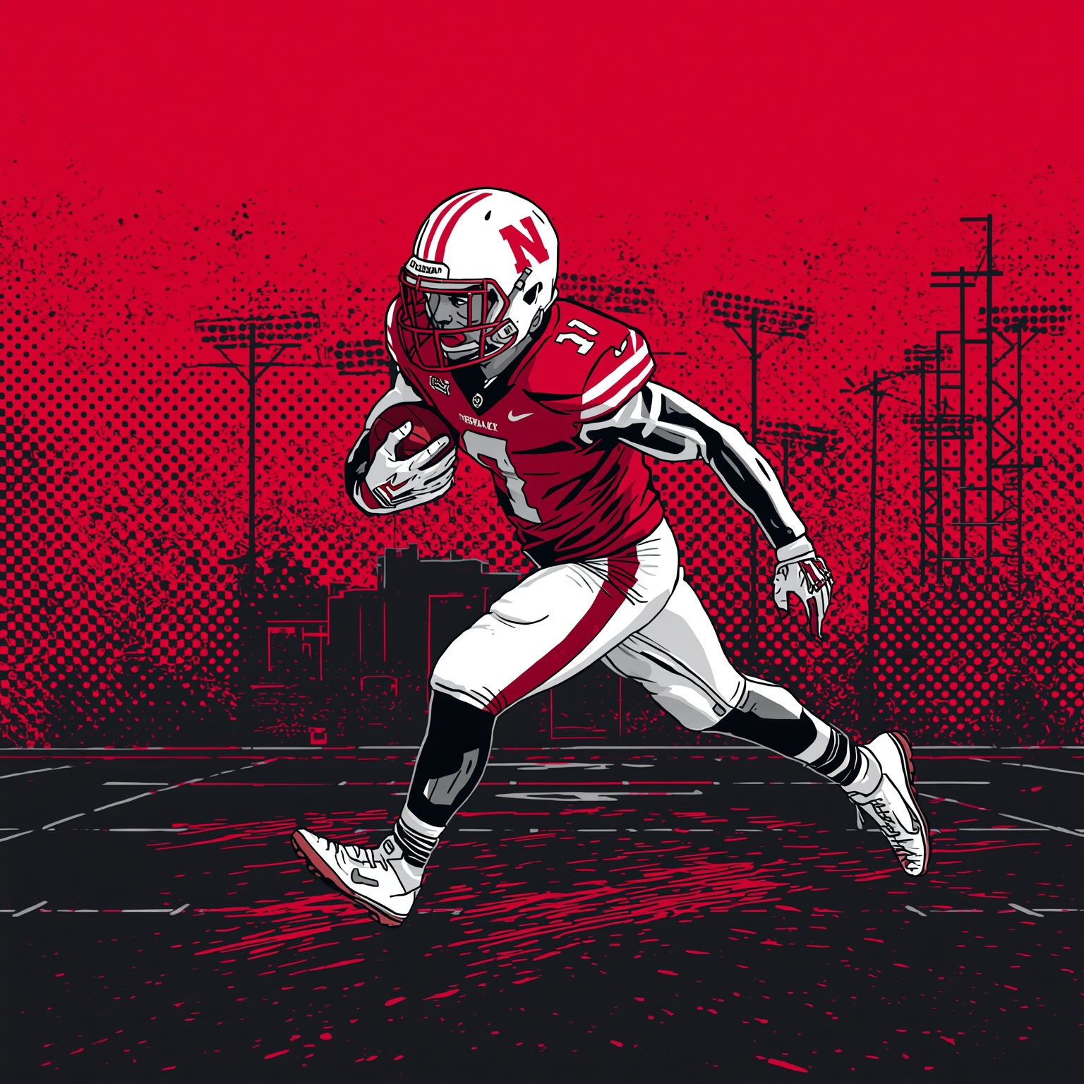 Meltdown in Lincoln Meets Four-Star Husker Commitment - painting of Nebraska Cornhuskers football, basketball venue