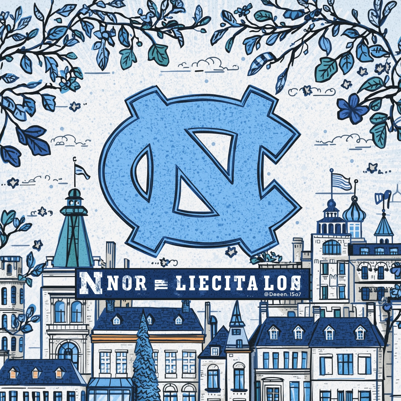 Hoops Holidays: UNC vs Boston College Showdown - painting of North Carolina Tar Heels basketball venue