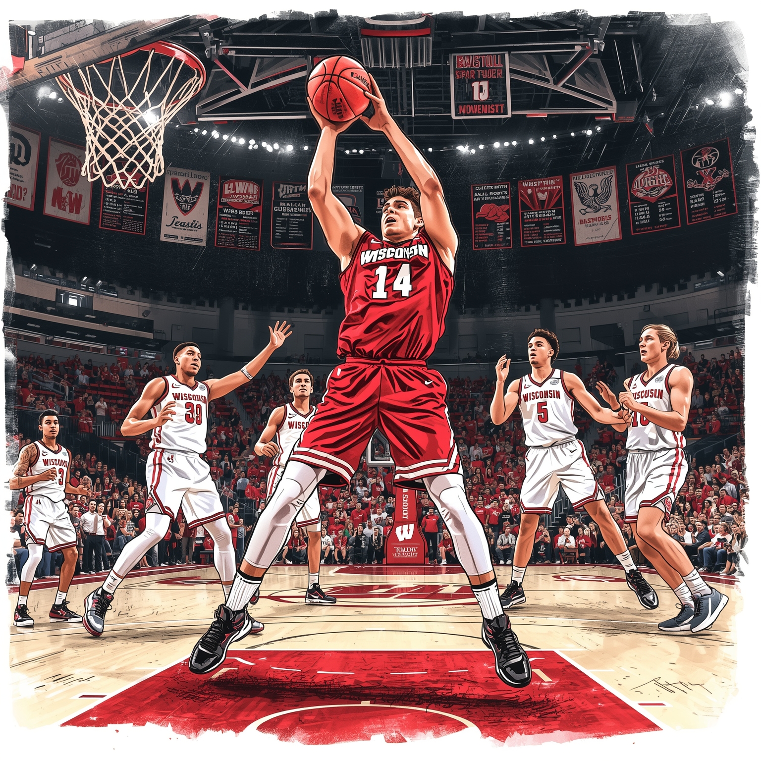 Badgers' Recruiting Drama: Offers and Upsets - painting of Wisconsin Badgers basketball venue