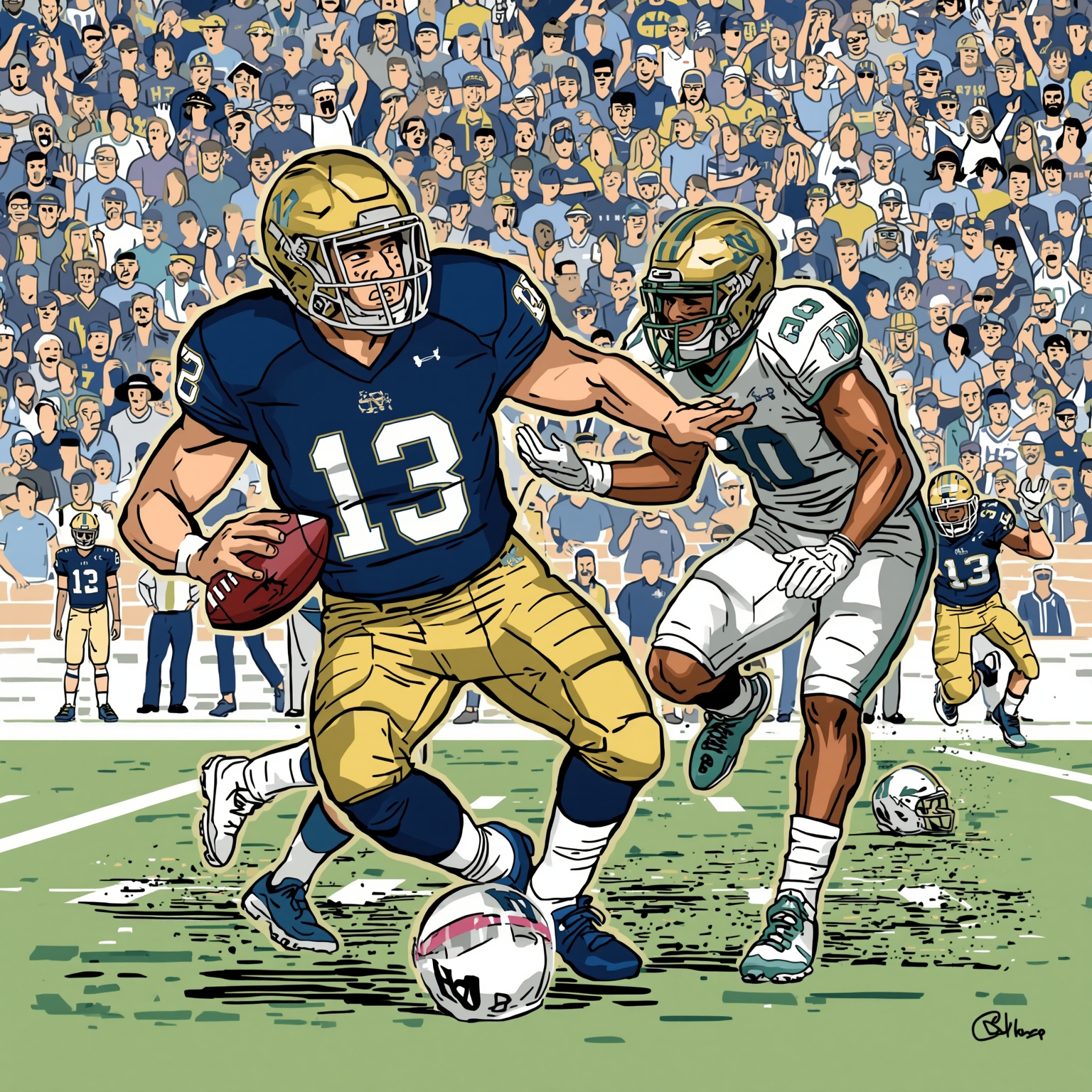 How Freeman’s Job Rumors Energize Notre Dame - painting of Notre Dame Fighting Irish football venue