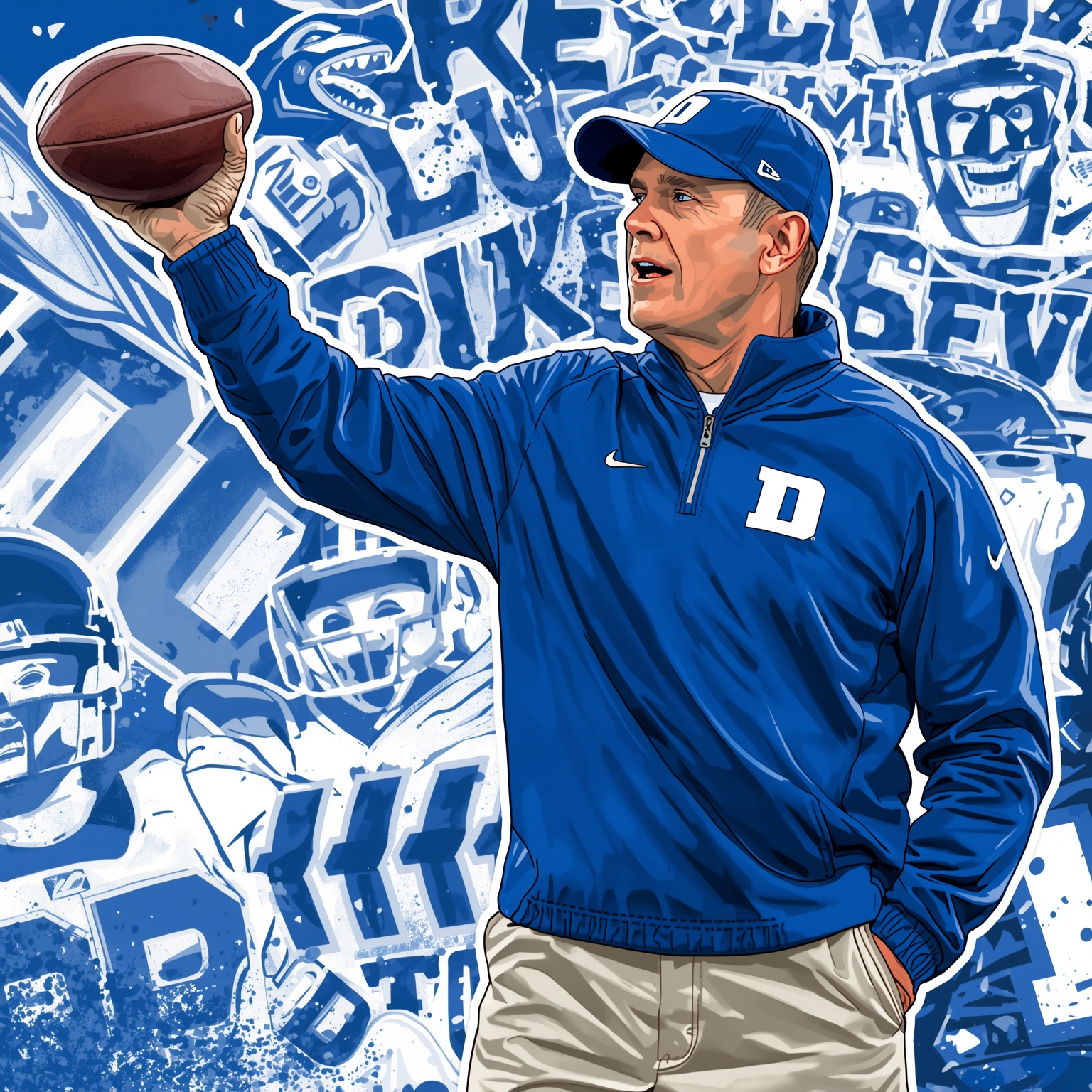 Duke Drama: Coach Returns and Football Must-Win - painting of Duke Blue Devils football,basketball venue