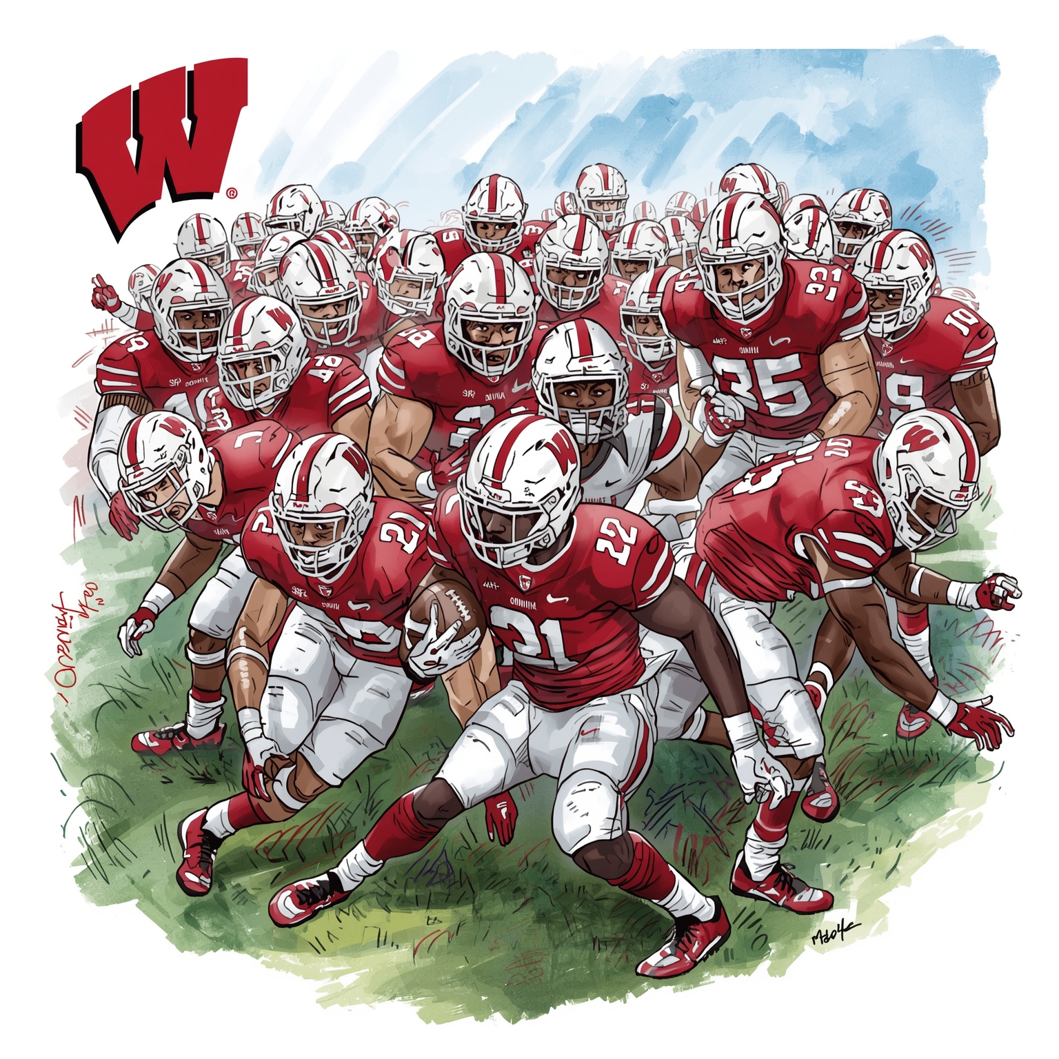 Freshman Phenoms Revolutionize UW Defense - painting of Wisconsin Badgers football venue