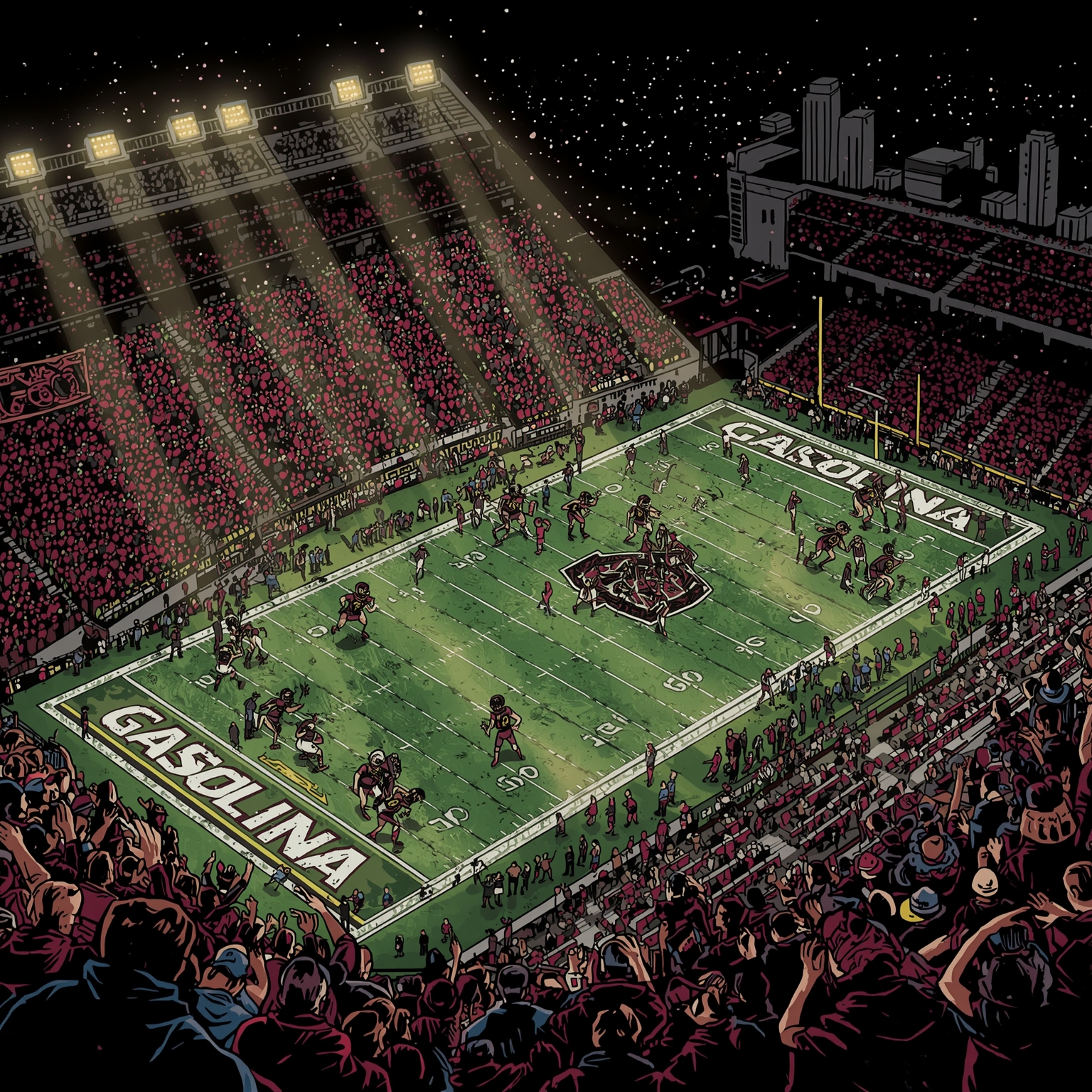 Gamecocks’ David vs. Alabama’s Goliath Clash - painting of South Carolina Gamecocks football venue