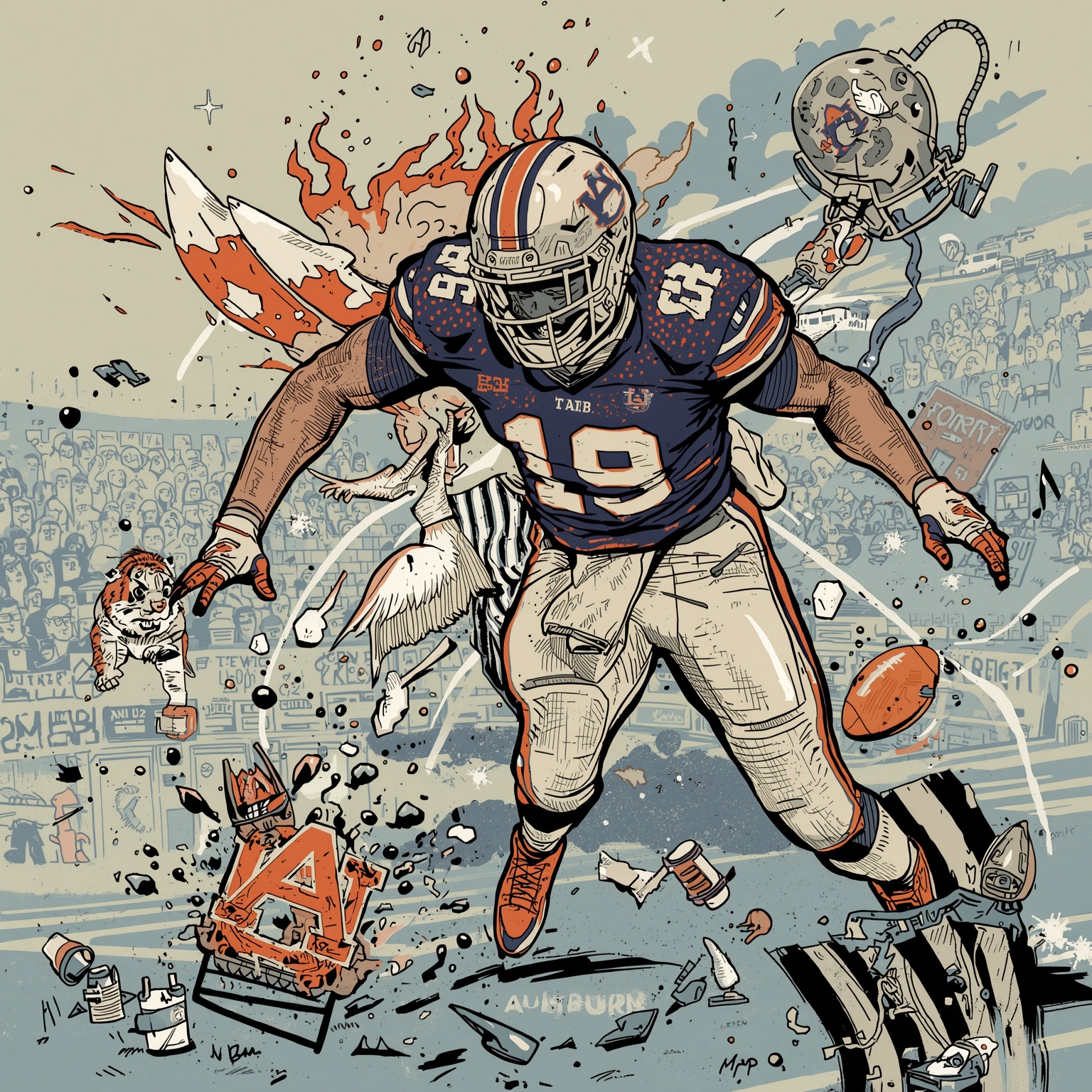 Auburn Football: Offensive Turmoil and Referee Fallout - painting of Auburn Tigers football venue
