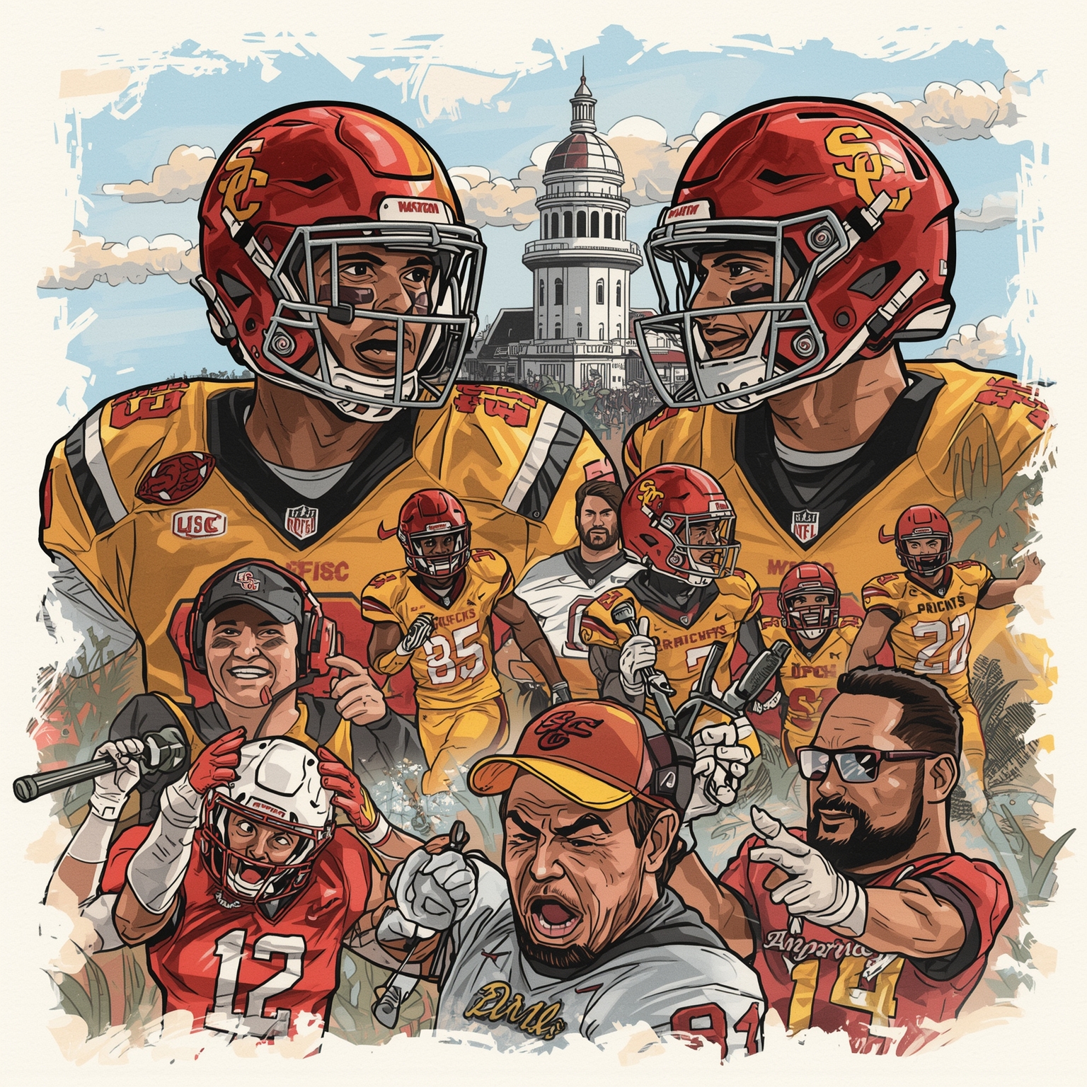 USC’s Recruiting Drama and Riley’s Job Security - painting of USC Trojans football venue