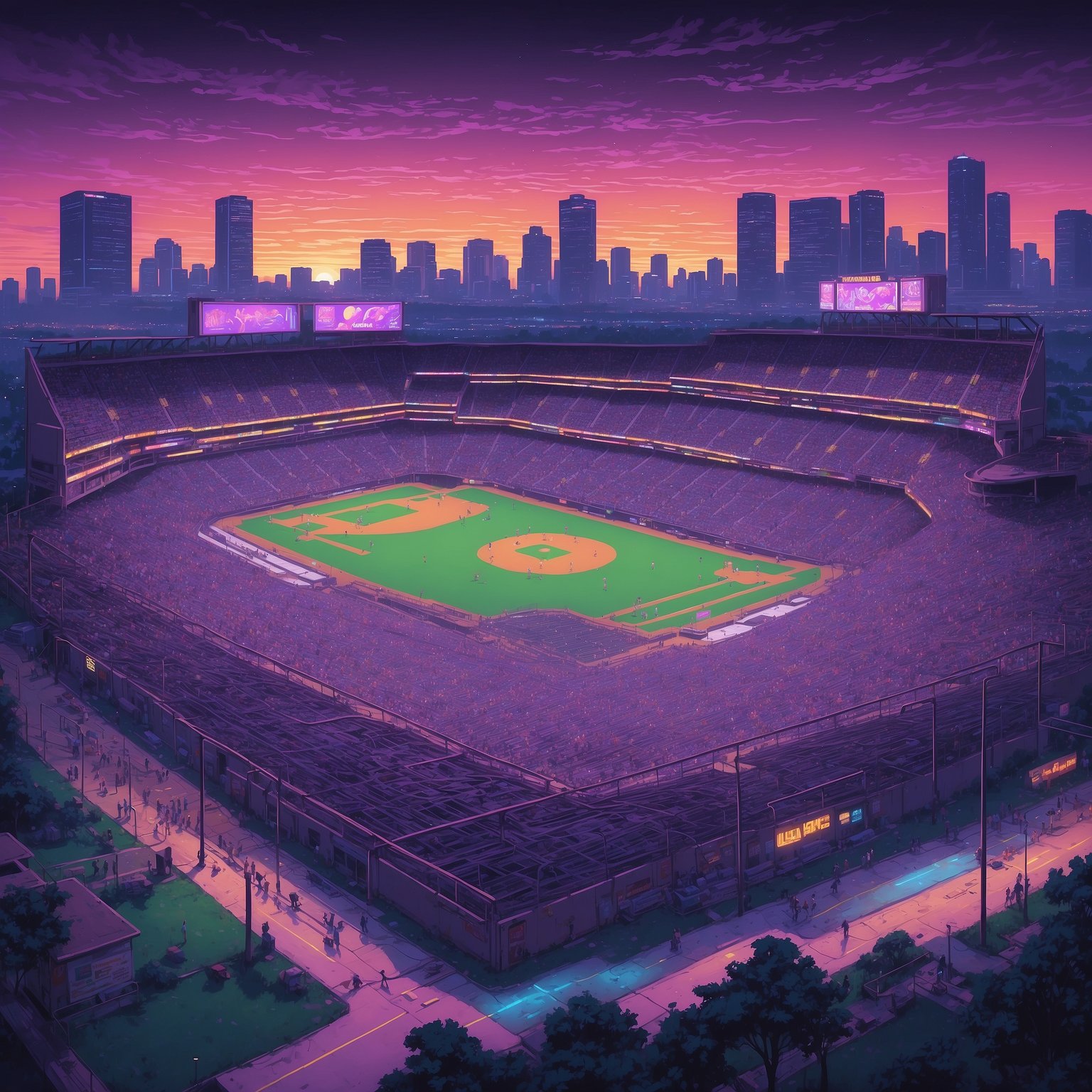 SATIRE: LSU Tigers Alumni Flood Arizona with Cleats, Sunscreen, and Impending Victory - painting of LSU Tigers baseball venue
