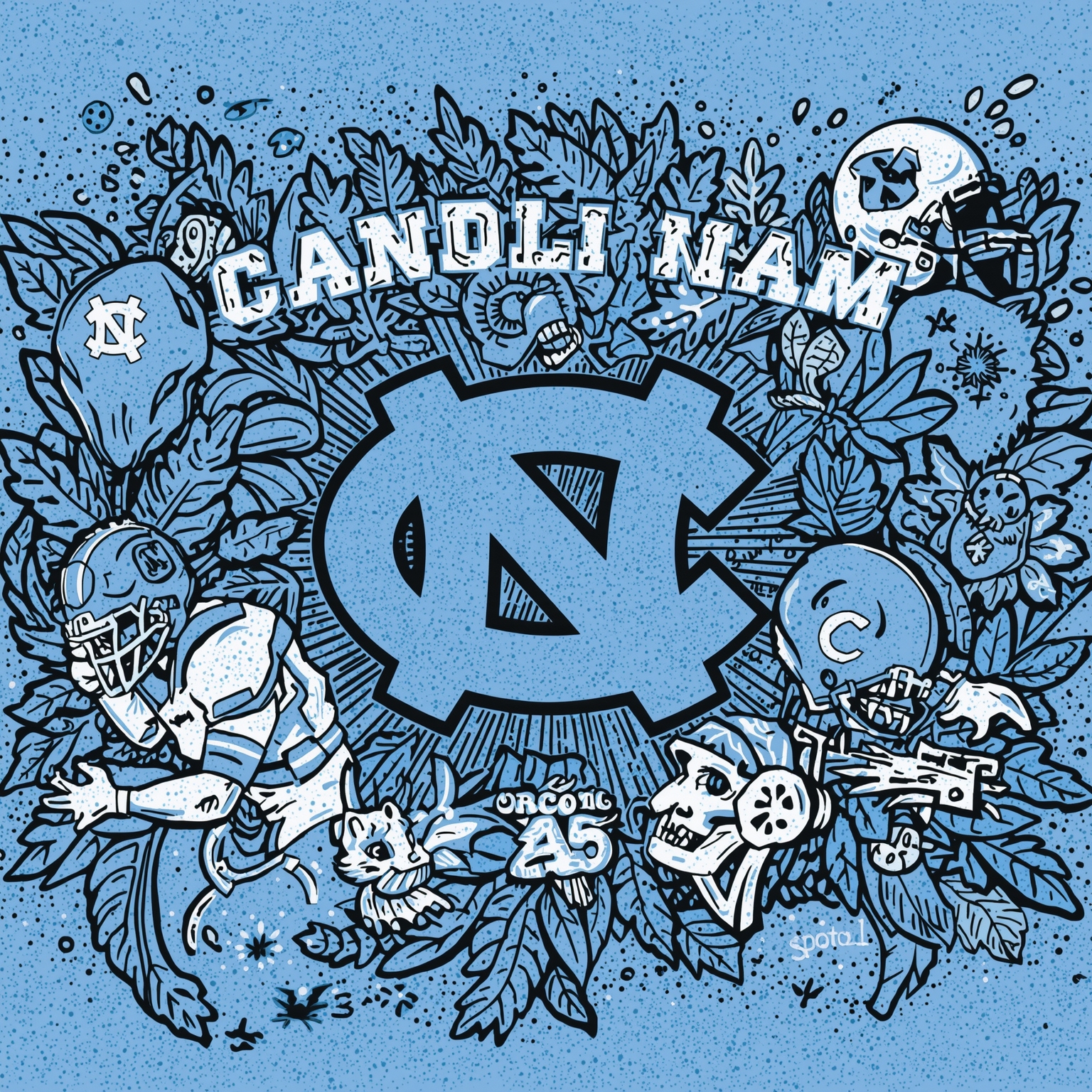 UNC Sports Roundup: Gbayor Talks, Recruiting, and Exhibition - painting of North Carolina Tar Heels football, basketball venue