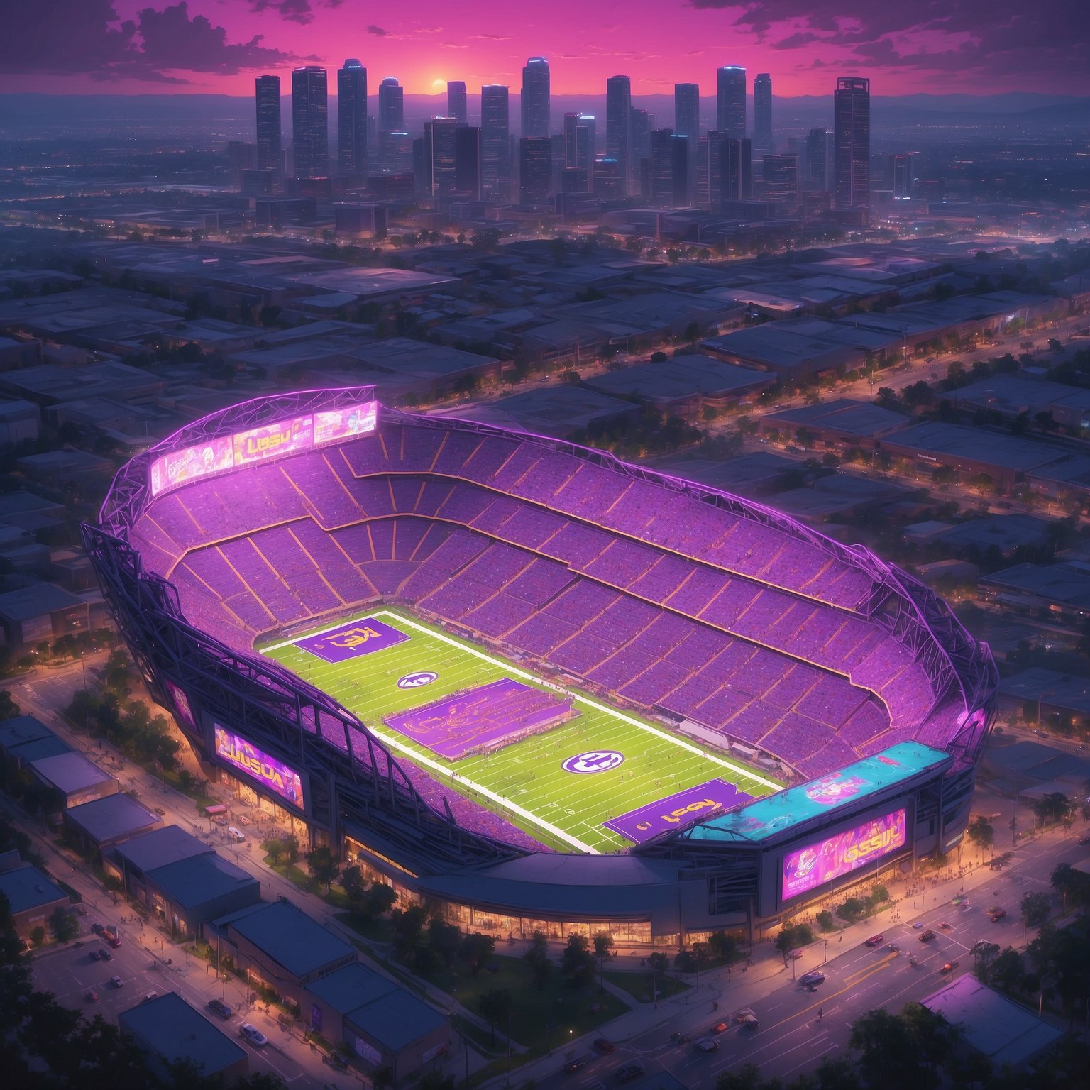 Bookies Everywhere Dial 911 as LSU, Oregon, and Alabama Give National Title Odds a Black Eye - painting of LSU Tigers football venue